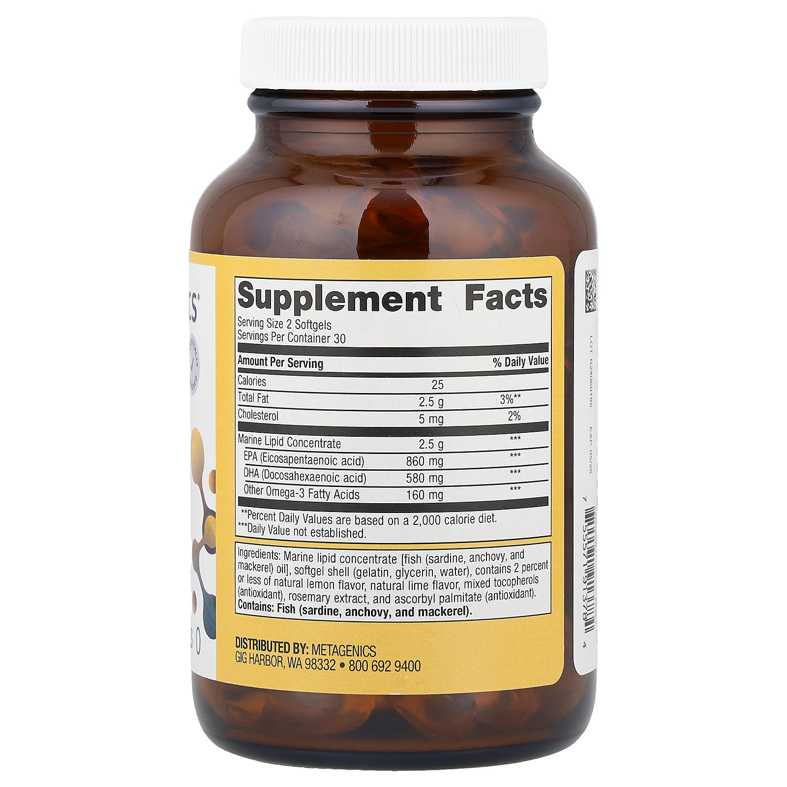 Metagenics オメガジェニックス EPA - DHA 720 【 iHerb アイハーブ 公式 】 メタジェニックス OmegaGenics フィッシュオイル オメガ3 オメガ3脂肪酸 サプリメント サプリ ソフトジェル 天然レモンライム味 60粒 iherb-official-10005403 iHerb サンプル画像2