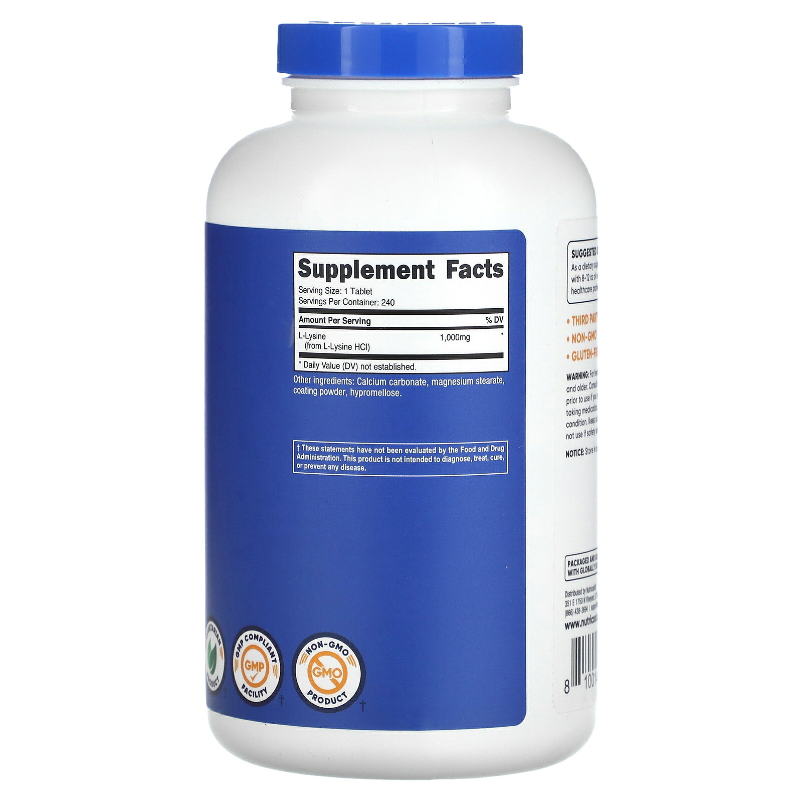 Nutricost L-リジン 【 iHerb アイハーブ 公式 】 ニュートリコスト リジン アミノ酸 サプリメント サプリ タブレット 1,000mg 240粒 iherb-official-10020187 iHerb サンプル画像2