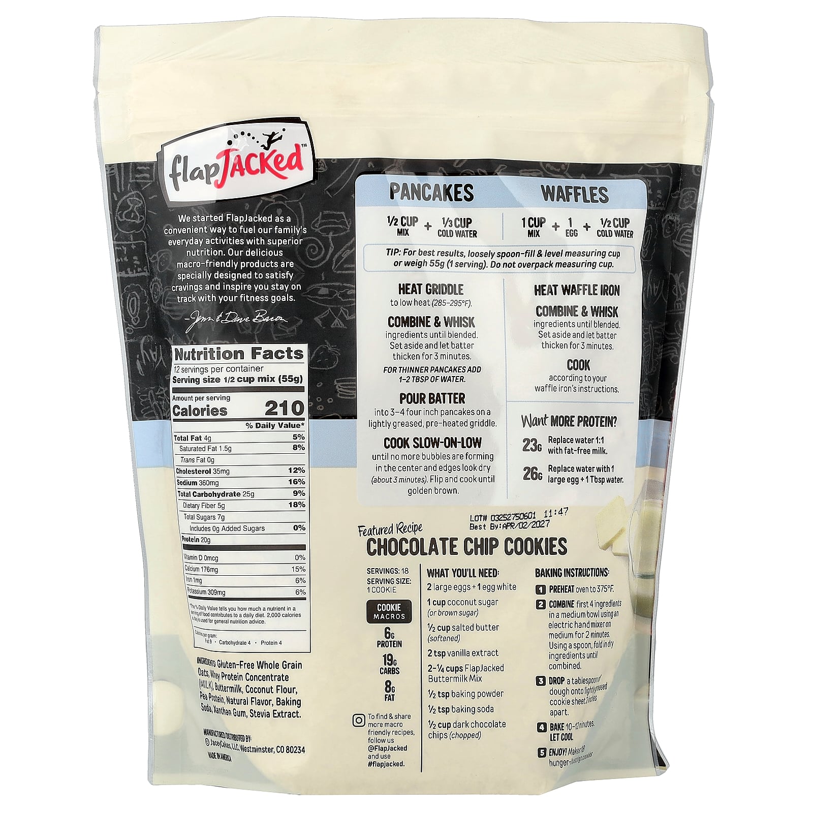 FlapJacked パンケーキ ＆ ベーキング ミックス グルテンフリー 【 iHerb アイハーブ 公式 】 フラップジャックド 全粒 オーツ麦 オートミール パンケーキ粉 ホットケーキ ホットケーキミックス バターミルク 680g iherb-official-10000078 iHerb サンプル画像3