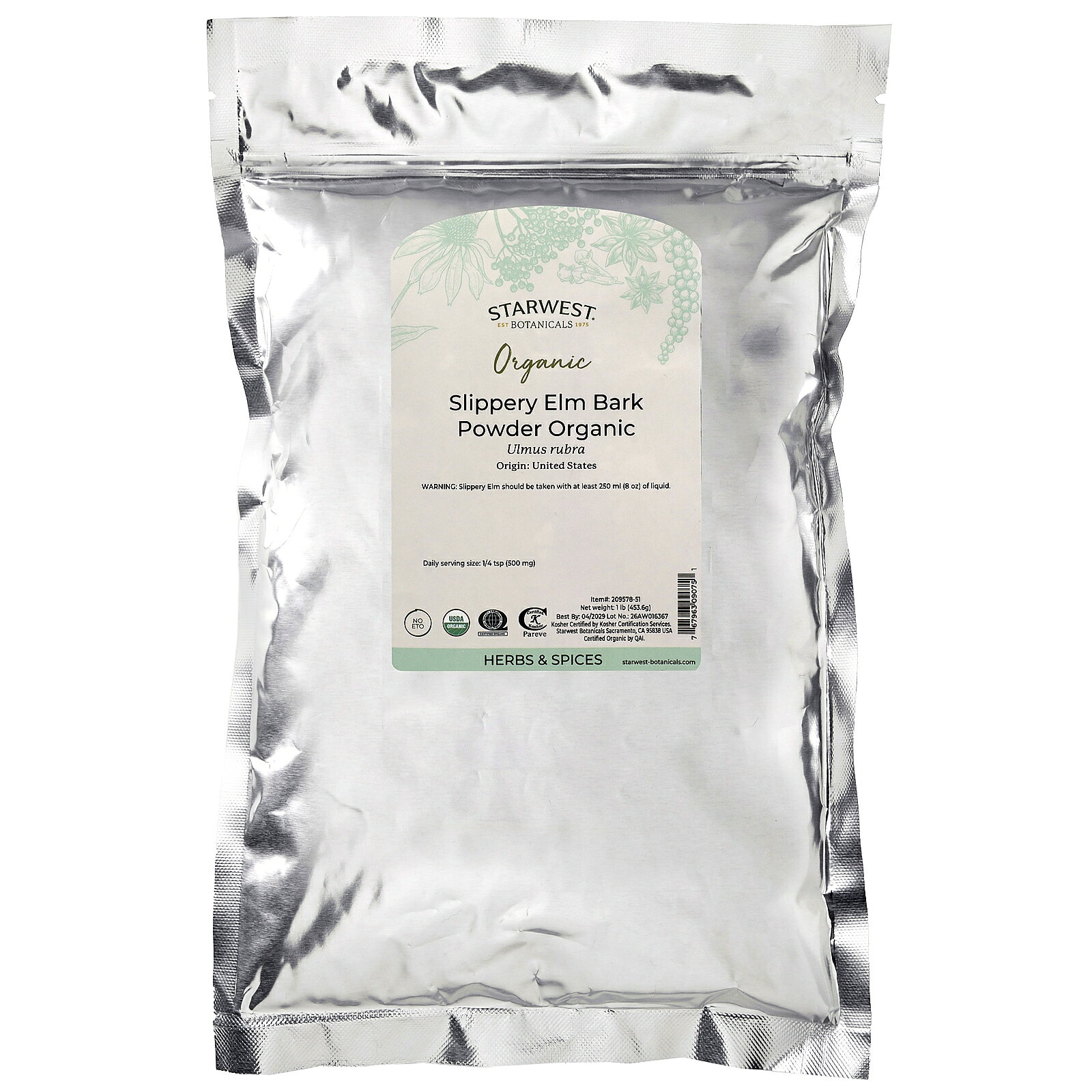 【15%OFFクーポン★7/19 20:00~7/26 01:59】Starwest Botanicals アカニレ樹皮 パウダー オーガニック 【 iHerb アイハーブ 公式 】 スターウェストボタニカルズ スリッパリーエルム バーク アカニレ 453.6g iherb-official-10002436 iHerb サンプル画像3
