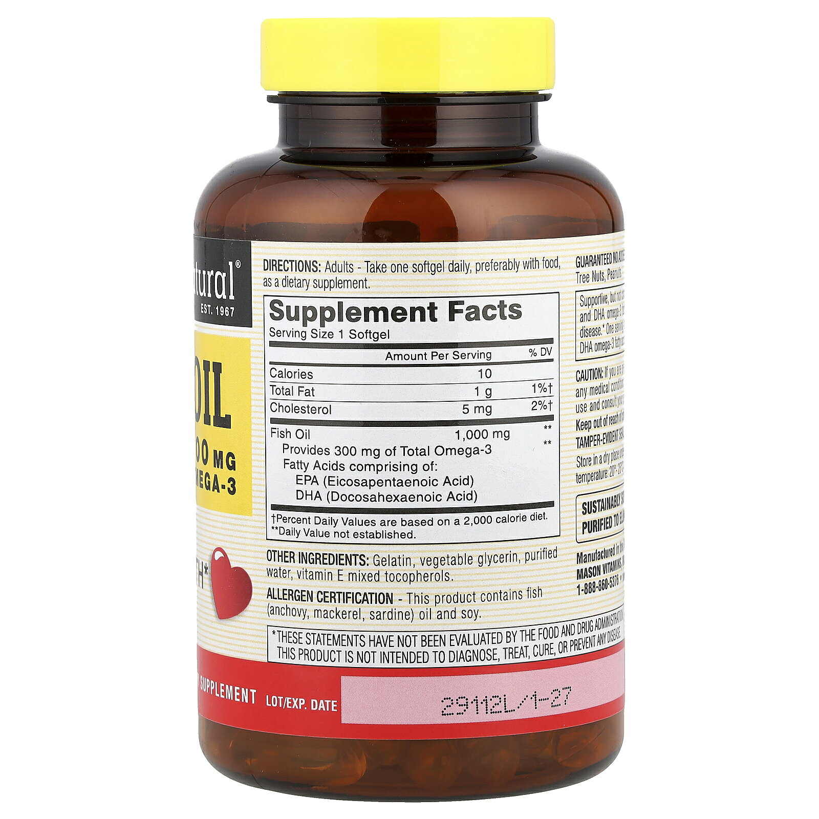 Mason Natural オメガ3 フィッシュオイル 【 iHerb アイハーブ 公式 】 メイソンナ...