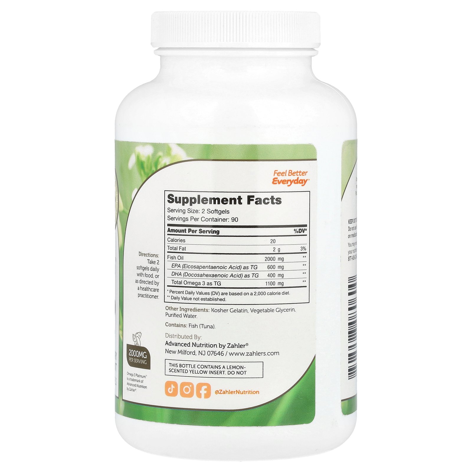 Zahler オメガ3 プラチナ 【 iHerb アイハーブ 公式 】 ザーラー 改良 フィッシュオイル DHA EPA ビタミン類 ビタミンサプリ サプリメント サプリ 栄養補助食品 ソフトジェル 1,000mg 180粒 iherb-official-10006741 iHerb サンプル画像2