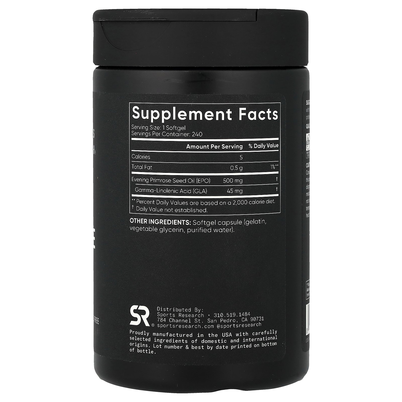 Sports Research 月見草オイル 【 iHerb アイハーブ 公式 】 スポーツリサーチ 月見草油 月見草 イブニングプリムローズ オイル ガンマリノレン酸 GLA コールドプレス 低温圧搾 サプリ ソフトジェル 500mg 240粒 iherb-official-10004318 iHerb サンプル画像2