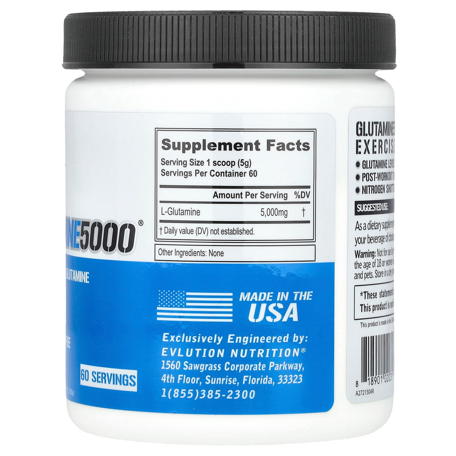 EVLution Nutrition グルタミン 5000 【 iHerb アイハーブ 公式 】 エボリューションニュートリション L-グルタミン アミノ酸 サプリメント サプリ 栄養補助食品 パウダー 粉末 無香料 プレーン 5,000mg 300g iherb-official-10002550 iHerb サンプル画像3