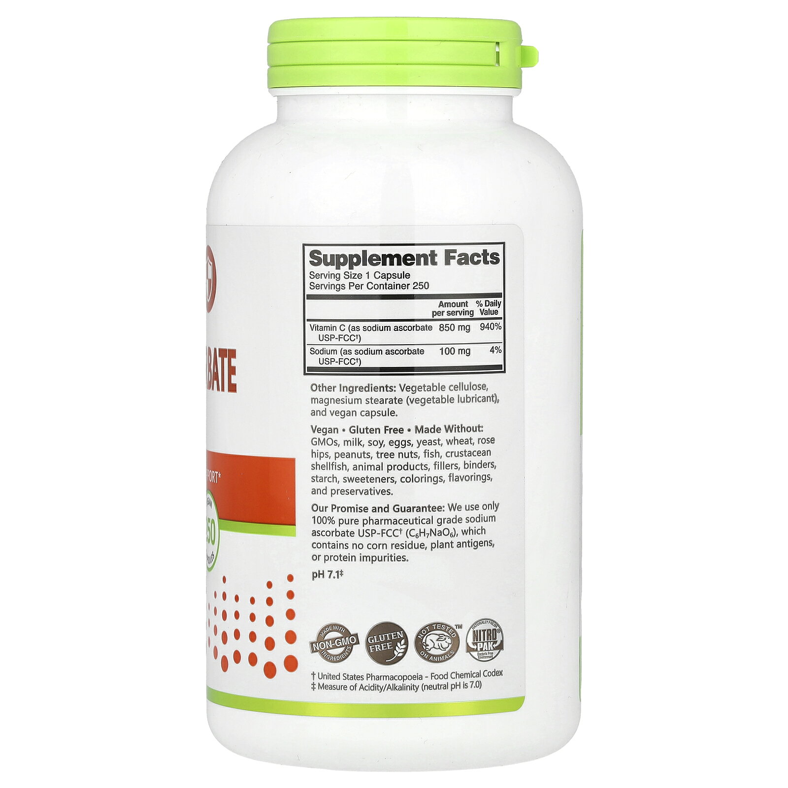 NutriBiotic アスコルビン酸ナトリウム カプセル 【 iHerb アイハーブ 公式 】 ニュートリバイオティック イミュニティ アスコルビン酸 ナトリウム ビタミン C ミネラル サプリ ヴィーガンカプセル 250粒 iherb-official-10011924 iHerb サンプル画像2