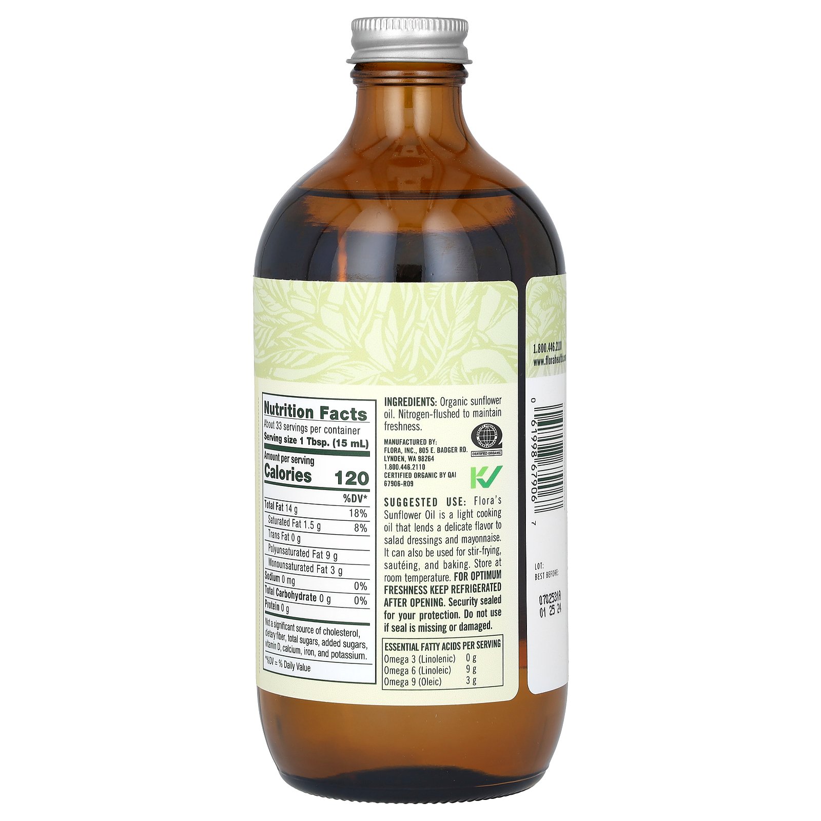 【15%OFFクーポン★7/19 20:00~7/26 01:59】Flora ひまわり油 オーガニック 【 iHerb アイハーブ 公式 】 フローラ 有機 ヒマワリ油 サンフラワー 種子 オイル 油 オメガ脂肪酸 オメガ6 リノレン酸 オメガ9 オレイン酸 食用油 500ml iherb-official-10005193 iHerb サンプル画像3