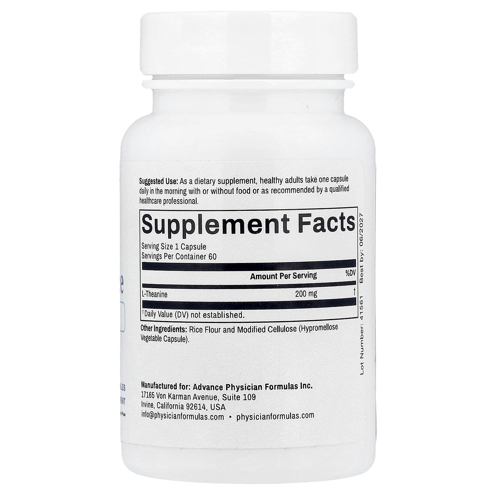 Advance Physician Formulas L-テアニン 【 iHerb アイハーブ 公式 】 アドバンスフィジシャン フォーミュラ テアニン アミノ酸 サプリメント サプリ カプセル 200mg 60粒 iherb-official-10008862 iHerb サンプル画像2