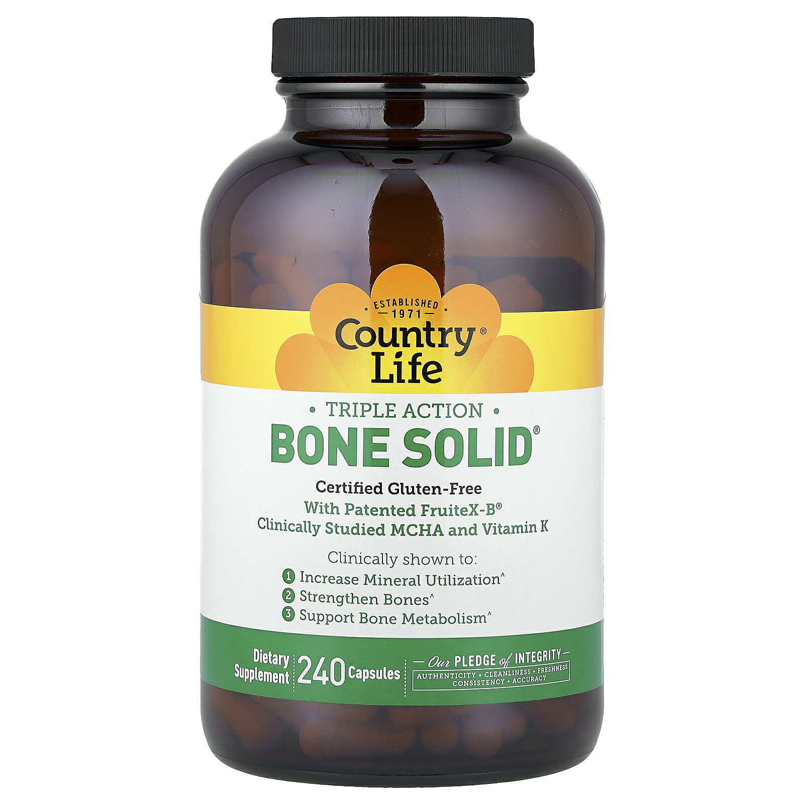 Country Life ボーン ソリッド 【 iHerb アイハーブ 公式 】 カントリーライフ カルシウム ホウ素 微結晶性ヒドロキシアパタイト ビタミン K D3 マグネシウム リン酸 亜鉛 マンガン ミネラル サプリ カプセル 240粒 iherb-official-10010810 iHerb サンプル画像3