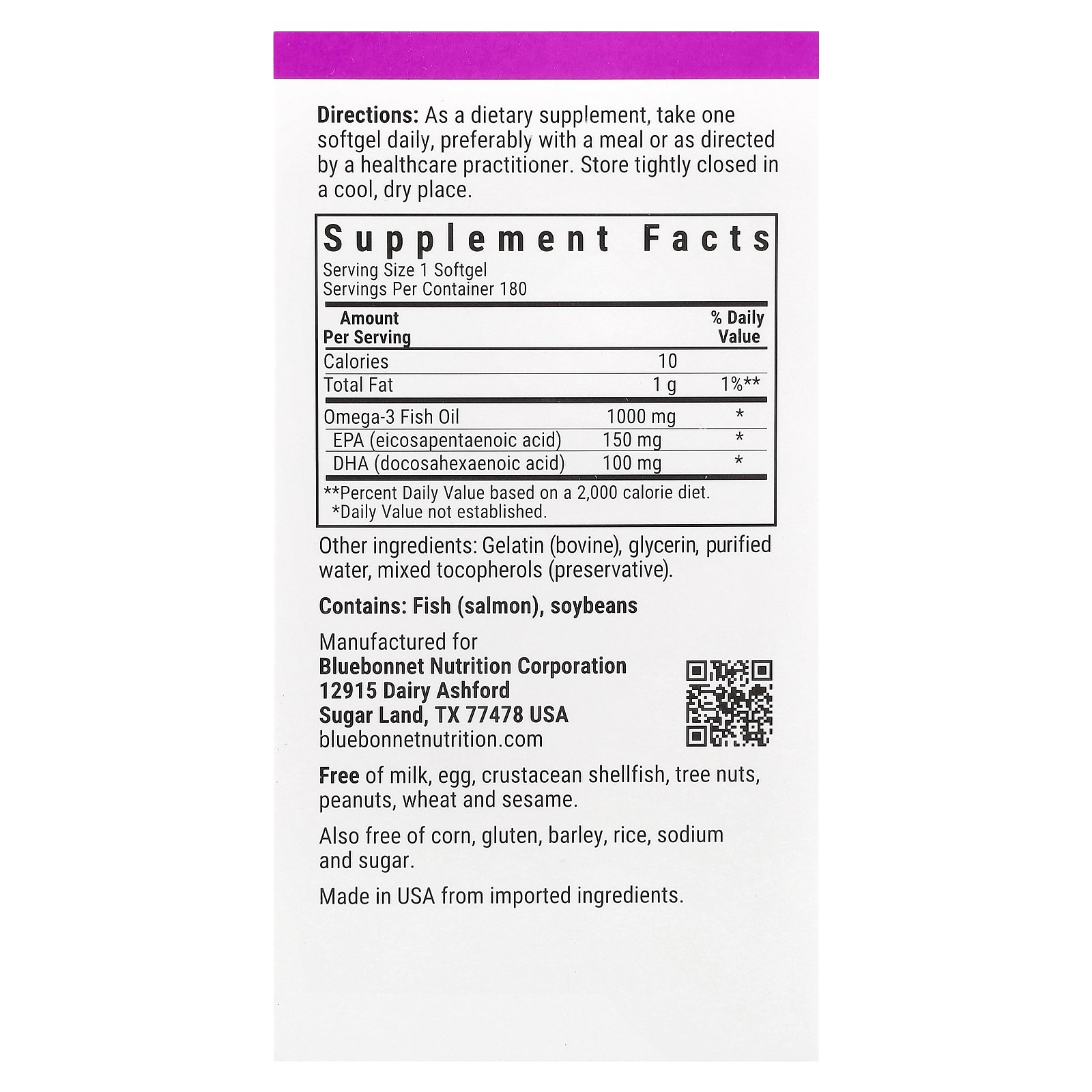 Bluebonnet Nutrition オメガ3 サーモン フィッシュオイル 【 iHerb アイハーブ 公式 】 ブルーボネット ニュートリション オメガ3脂肪酸 DHA EPA サプリメント サプリ ソフトジェル 1,000mg 180粒 iherb-official-10012225 iHerb サンプル画像2