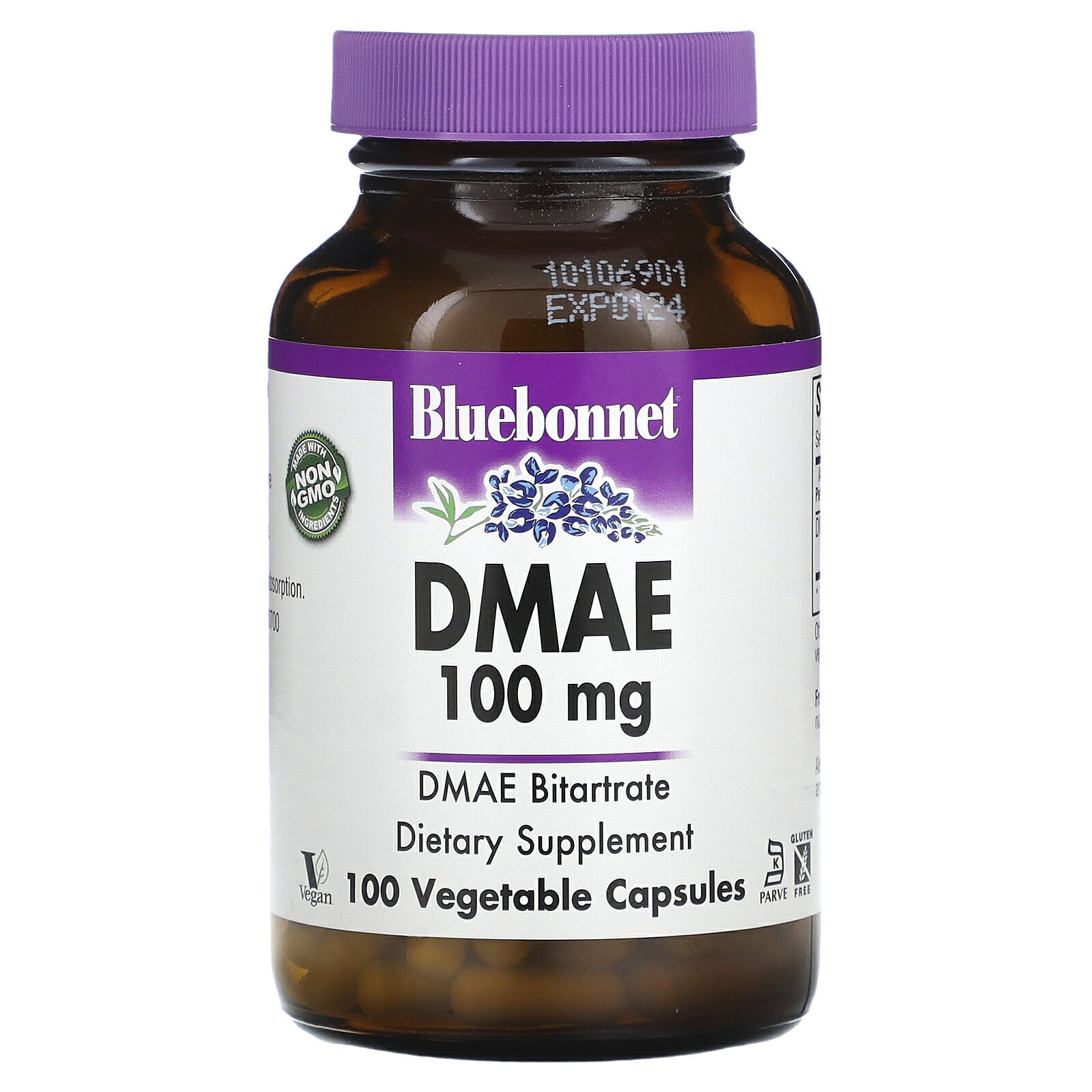 Bluebonnet Nutrition DMAE  ブルーボネット ニュートリション ジメチルアミノエタノール 2-酒石酸ジメチルアミノエタノール サプリメント サプリ ベジカプセル 100mg 100粒