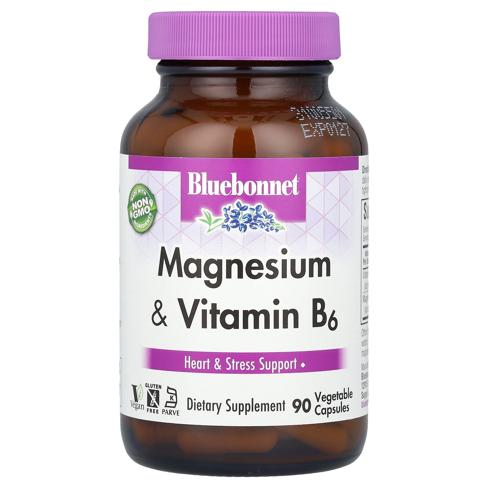 Bluebonnet Nutrition マグネシウム B6 【 iHerb アイハーブ 公式 】 ブルーボネット ニュートリション ビタミンB 6 ビタミンB ピリドキシン ビタミン アスパラギン酸 ミネラル サプリ ベジカプセル 90粒