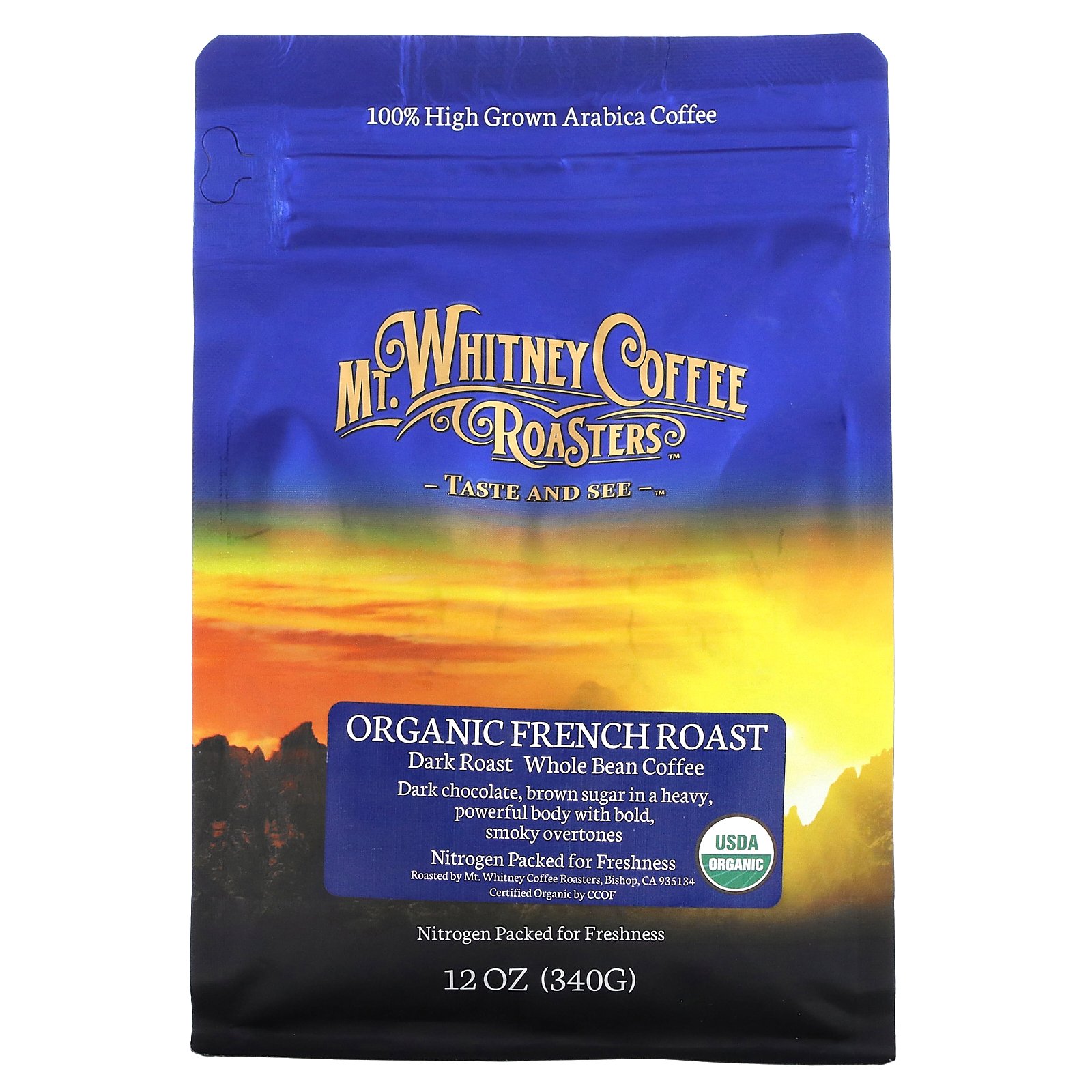 Mt. Whitney Coffee Roasters オーガニック フレンチロースト  マウントホイットニーコーヒーロースター ダークロースト コーヒー豆 アラビカコーヒー100% 340g