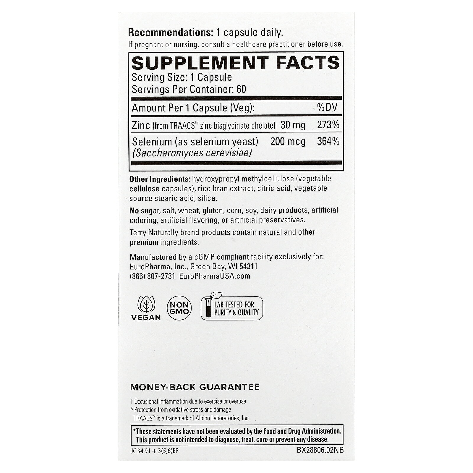 Terry Naturally 亜鉛 プラス セレン 【 iHerb アイハーブ 公式 】 テリーナチュラリー ジンク セレニウム ミネラル TRAACS トラックス サプリメント サプリ カプセル 60粒 iherb-official-10008436 iHerb サンプル画像2