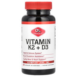 Olympian Labs ビタミンK2 + D3 【 iHerb アイハーブ 公式 】 オリンピアンラボ オリンピアラボ ビタミンK ビタミンD ビタミン K2 K D ビタミン類 ビタミンサプリ サプリメント サプリ カプセル 60粒