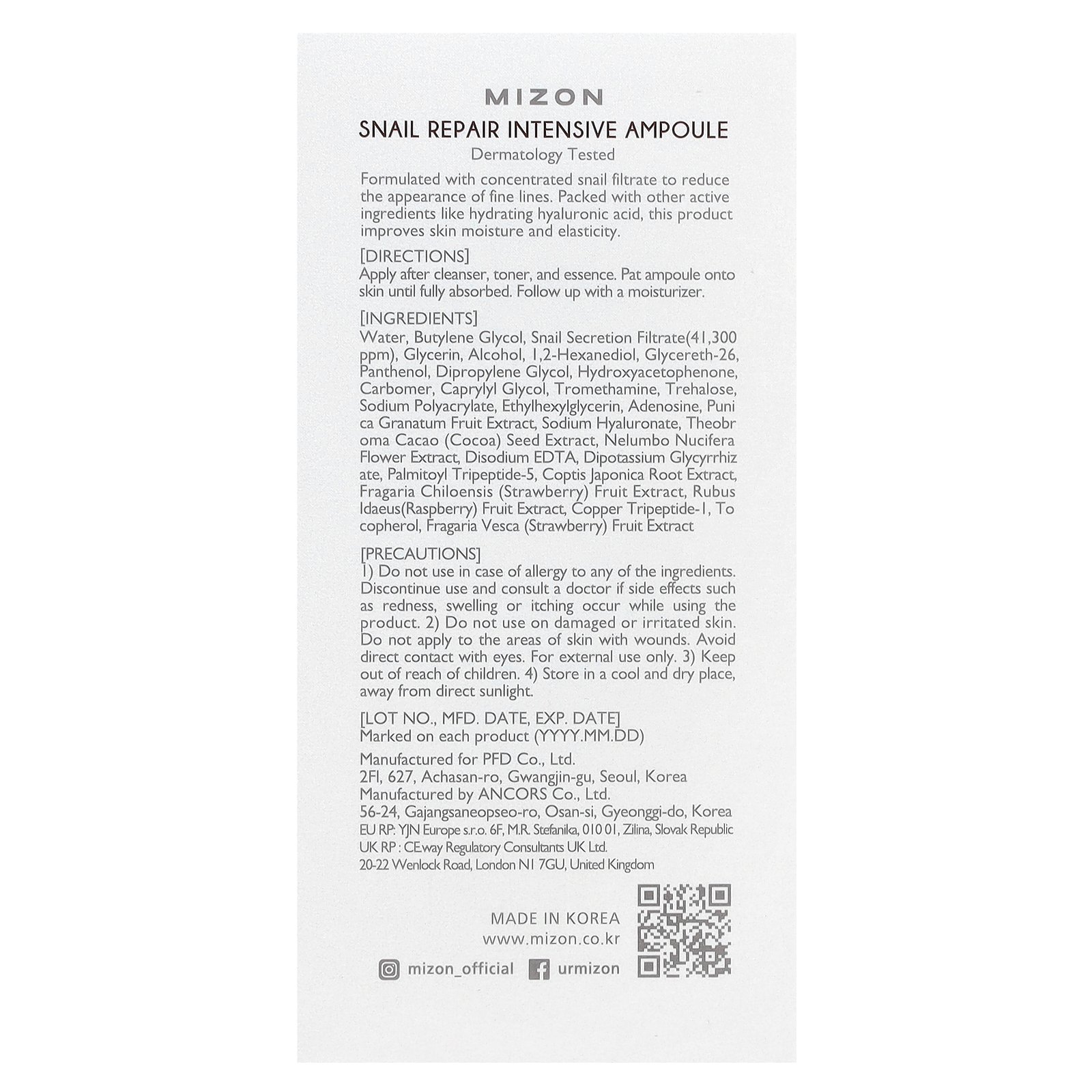 【15%OFFクーポン★7/4 20:00~7/11 01:59】Mizon スネイルリペア インテンシブ アンプル 【 iHerb アイハーブ 公式 】 ミズオン セラム 美容液 保湿セラム 保湿美容液 カタツムリ ムチン ヒアルロン酸 ペプチド 30ml iherb-official-10007723 iHerb サンプル画像3