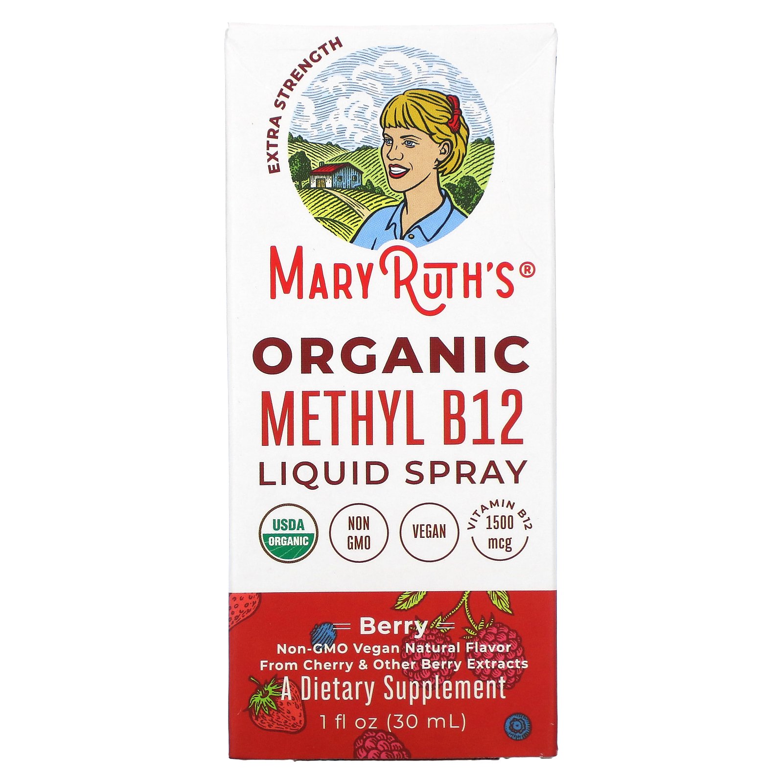 MaryRuth's メチルB12 オーガニック スプレー 【 iHerb アイハーブ 公式 】 マリールース 有機 ビタミンB12 ビタミンB ビタミン B12 B メチルコバラミン サプリメント サプリ リキッド 液体 ベリー味 30ml