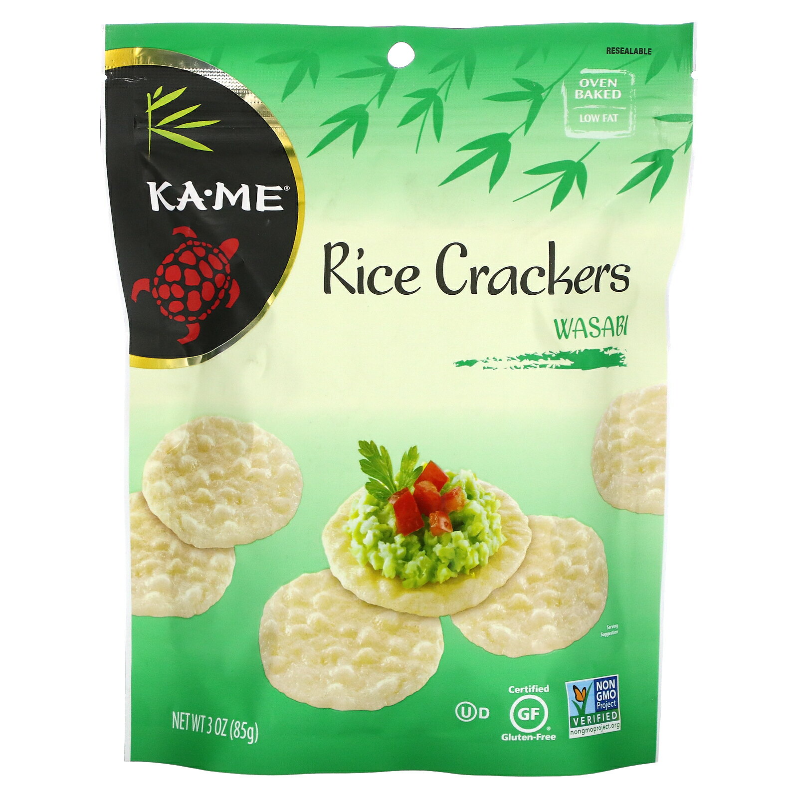 KA-ME ライスクラッカー 【 iHerb アイハーブ 公式 】 カメ クラッカー 米 薄焼き せんべい 煎餅 ジャスミン米 お菓子 おやつ スナック わさび 85g