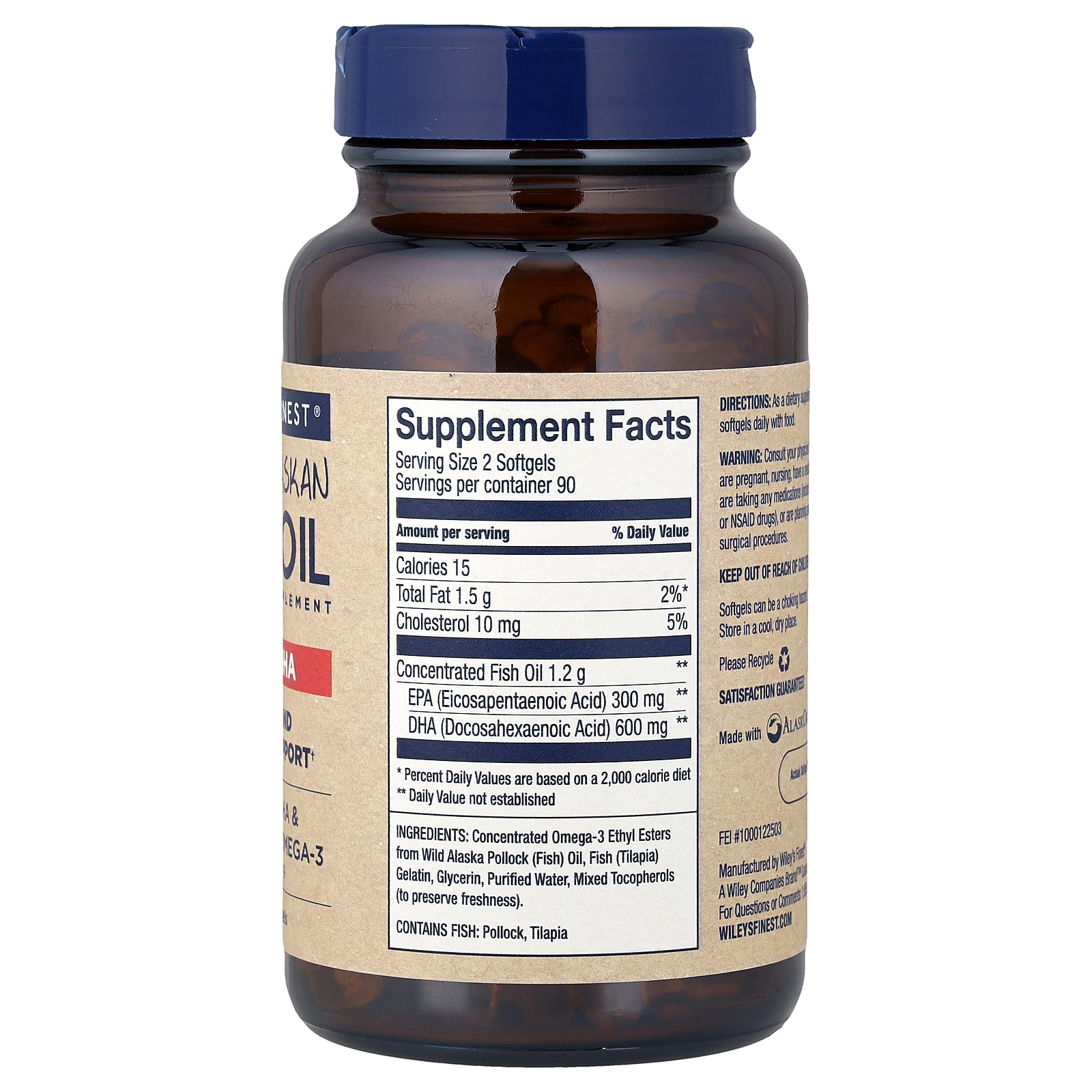 Wiley's Finest フィッシュオイル ピーク DHA 【 iHerb アイハーブ 公式 】 ワイリーズファイネスト ワイルド アラスカン アラスカ産 天然 EPA オメガ3 脂肪酸 サプリメント サプリ ソフトジェル 600mg/300mg 180粒 iherb-official-10008551 iHerb サンプル画像2