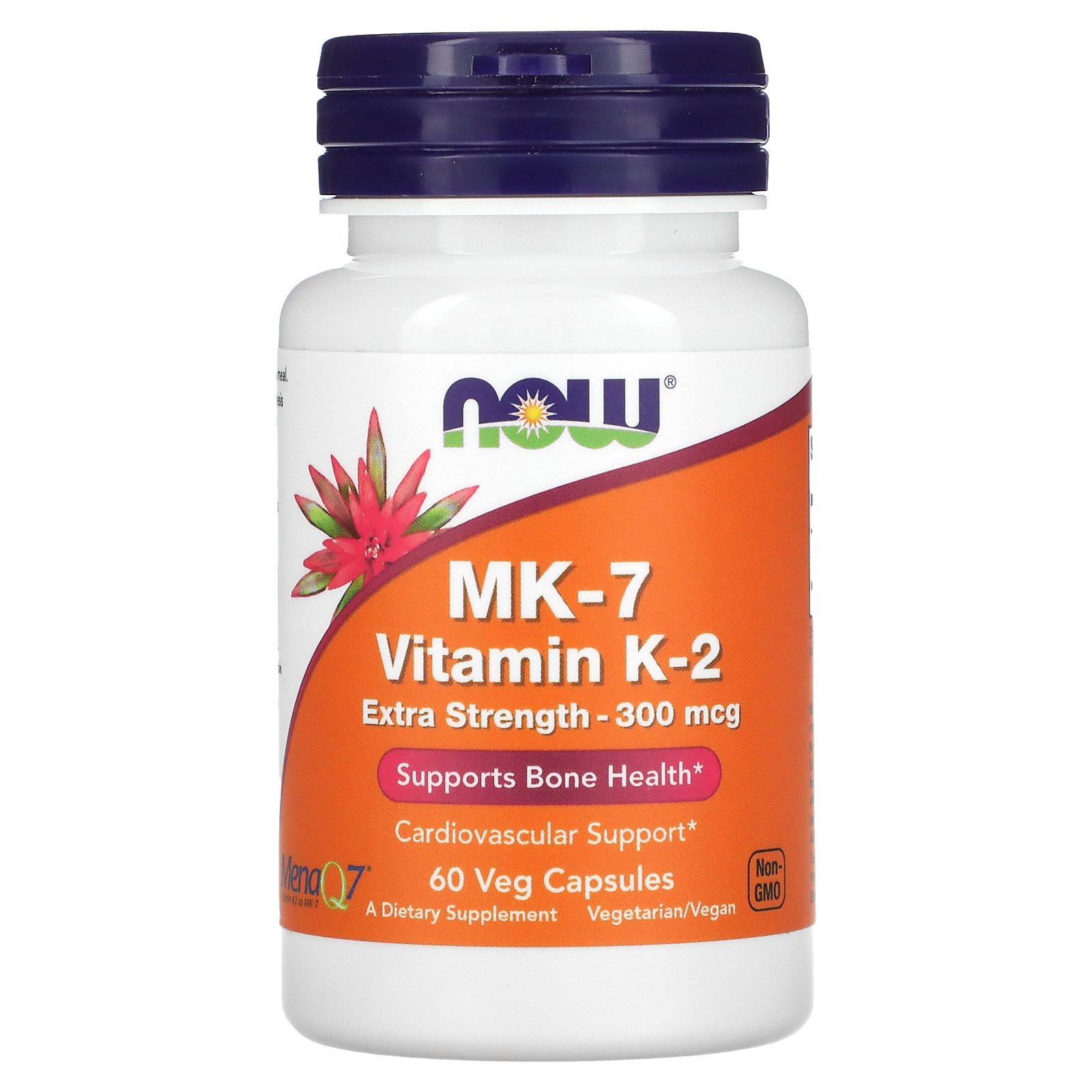 NOW Foods MK-7 ビタミンK2 【 iHerb アイハーブ 公式 】 ナウフーズ ビタミン メナキノン メナQ7 エクストラストレングス サプリメント サプリ 健康食品 栄養補助食品 植物性 ベジカプセル 300mcg 60粒