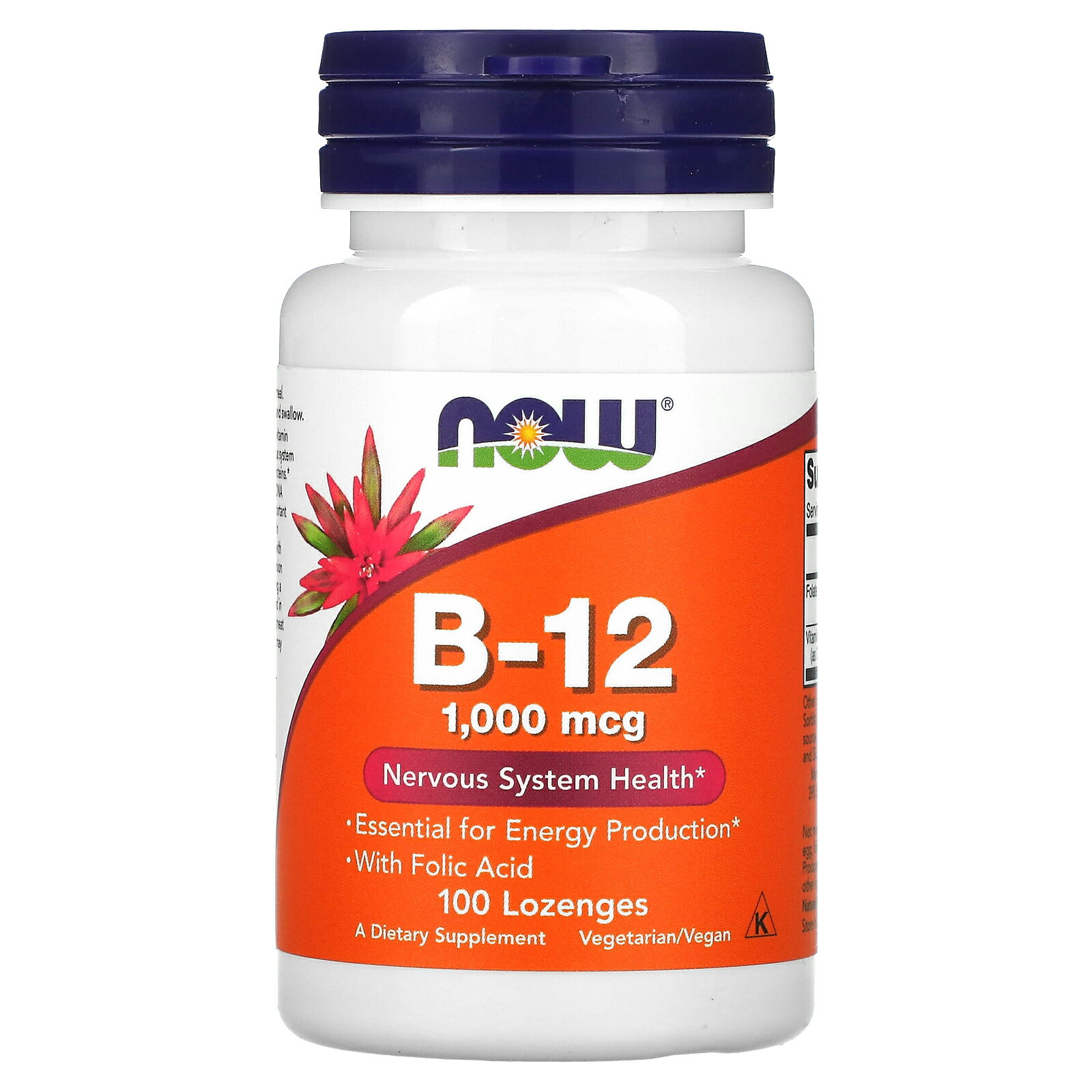 NOW Foods B-12  ナウフーズ ビタミンB12 ビタミンB ビタミンB群 ビタミン B12 B シアノコバラミン ビタミン類 ビタミンサプリ サプリメント サプリ チュワブル トローチ 1,000mcg 100粒