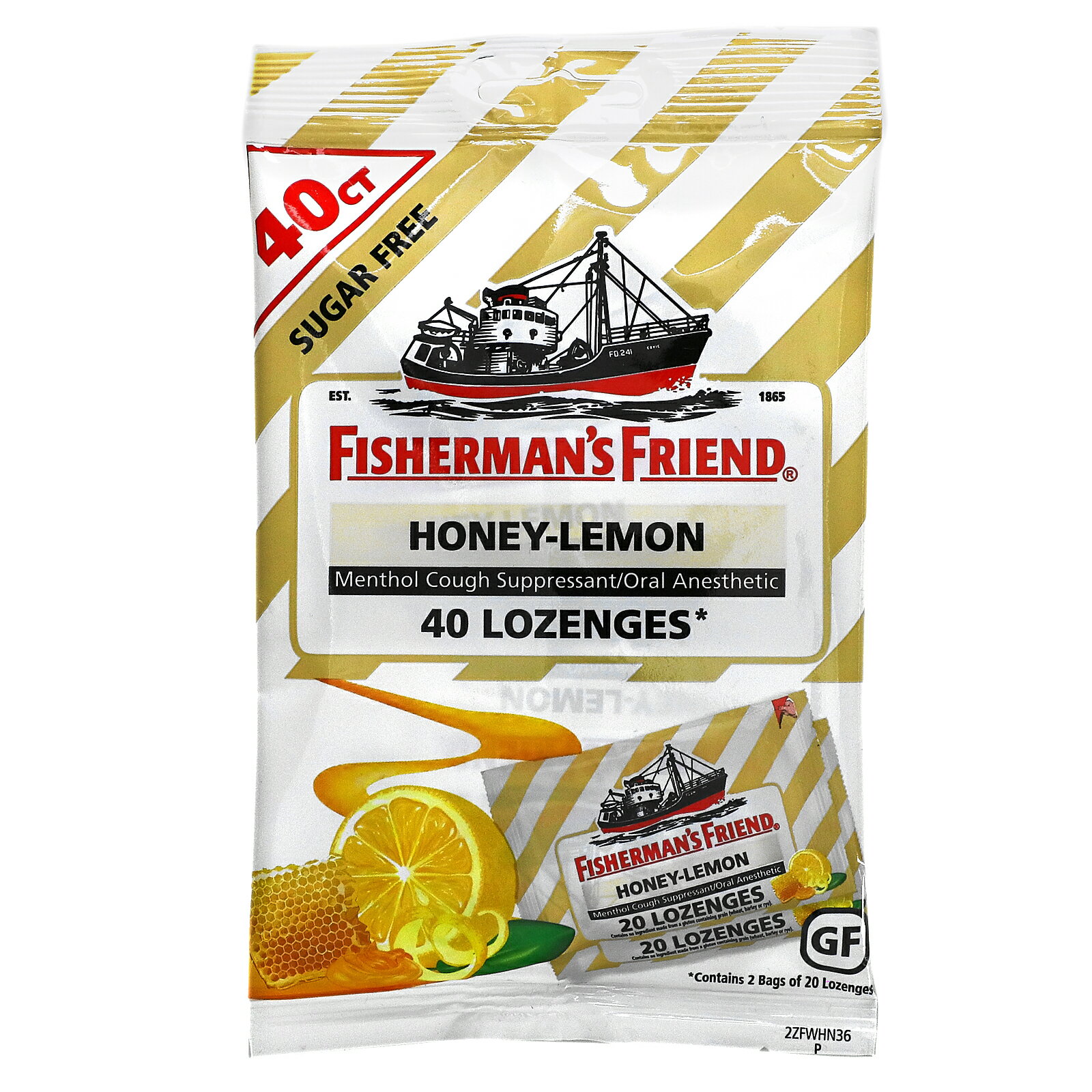 Fisherman's Friend ミントタブレット 【 iHerb アイハーブ 公式 】 フィッシャーマンズフレンド ミント メントール 飴 キャンディー のど飴 タブレット ロゼンジ ハニーレモン ハチミツレモン味 各20粒 2袋