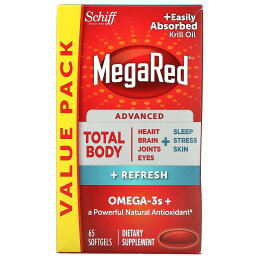 Schiff メガレッド オメガ3 トータルボディ 【 iHerb アイハーブ 公式 】 シフ MegaRed フィッシュオイル オメガ3脂肪酸 EPA DHA ルテイン ゼアキサンチン アドバンスト サプリ リフレッシュ ソフトジェル 65粒