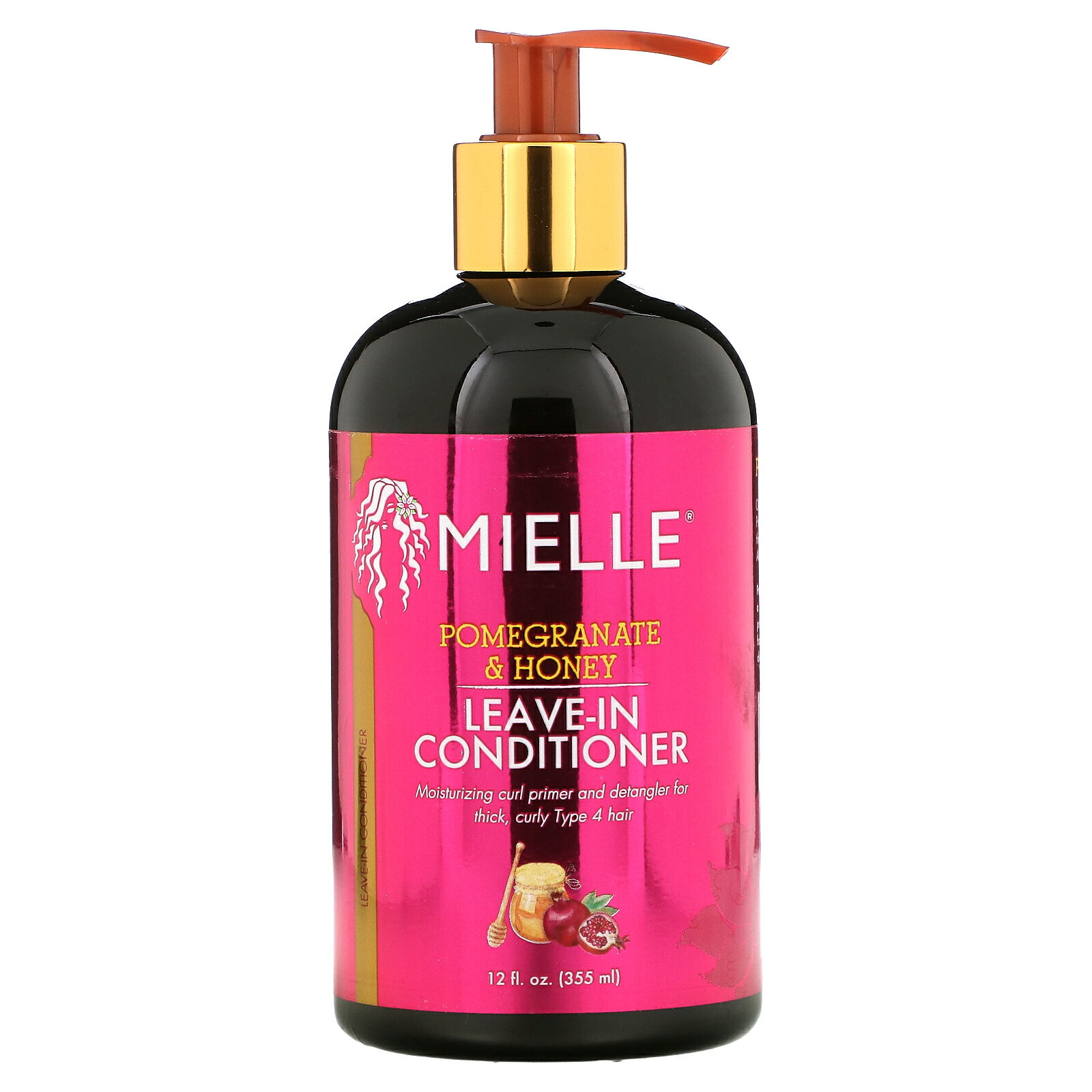 Mielle リーブイン コンディショナー  ミエーレ 流さない ヘアコンディショナー モイスチャライジング デタングリング カールヘア ポムグラネイト ハニー ザクロ & ハチミツ 355ml