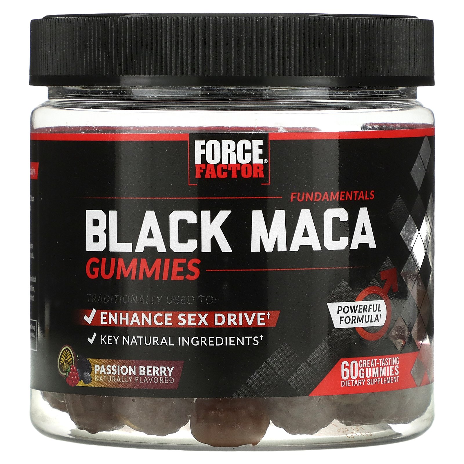 Force Factor ブラックマカ グミ 【 iHerb アイハーブ 公式 】 フォースファクター マカ マカ根 マカルート セレン バイオペリン 黒コショウ ファンダメンタルズ サプリメント サプリ パッションベリー 60粒