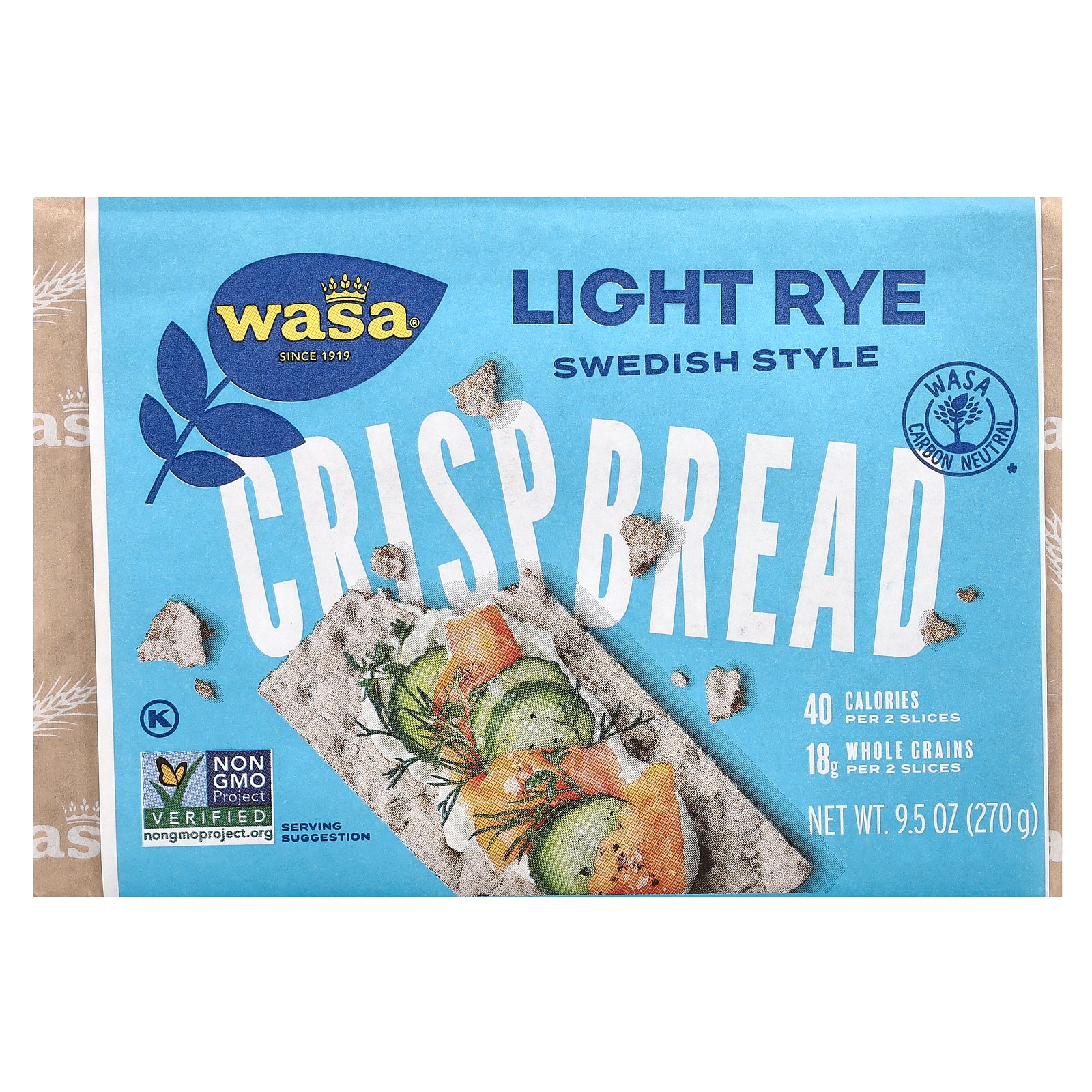 Wasa Flatbread 全粒 クリスプブレッド 【 iHerb アイハーブ 公式 】 ワサフラットブレッド ヴァーサ クラッカー ライト ライ麦 270g