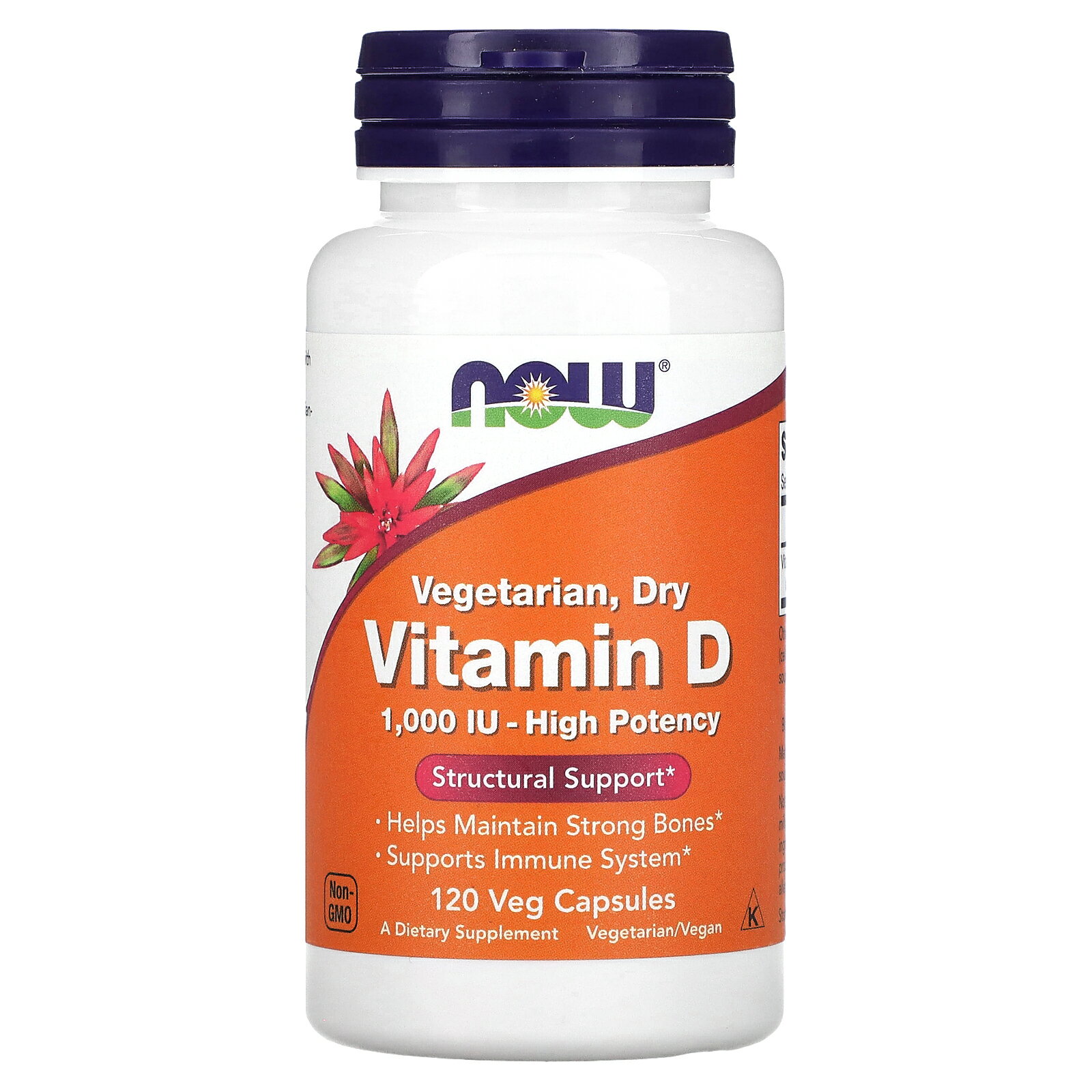 NOW Foods ドライ ビタミンD ベジタリアン 【 iHerb アイハーブ 公式 】 ナウフーズ ビタミン ビタミンD D2 ビタミンサプリ サプリメント サプリ エルゴカルシフェロール 植物性 ベジカプセル 1000IU 120粒