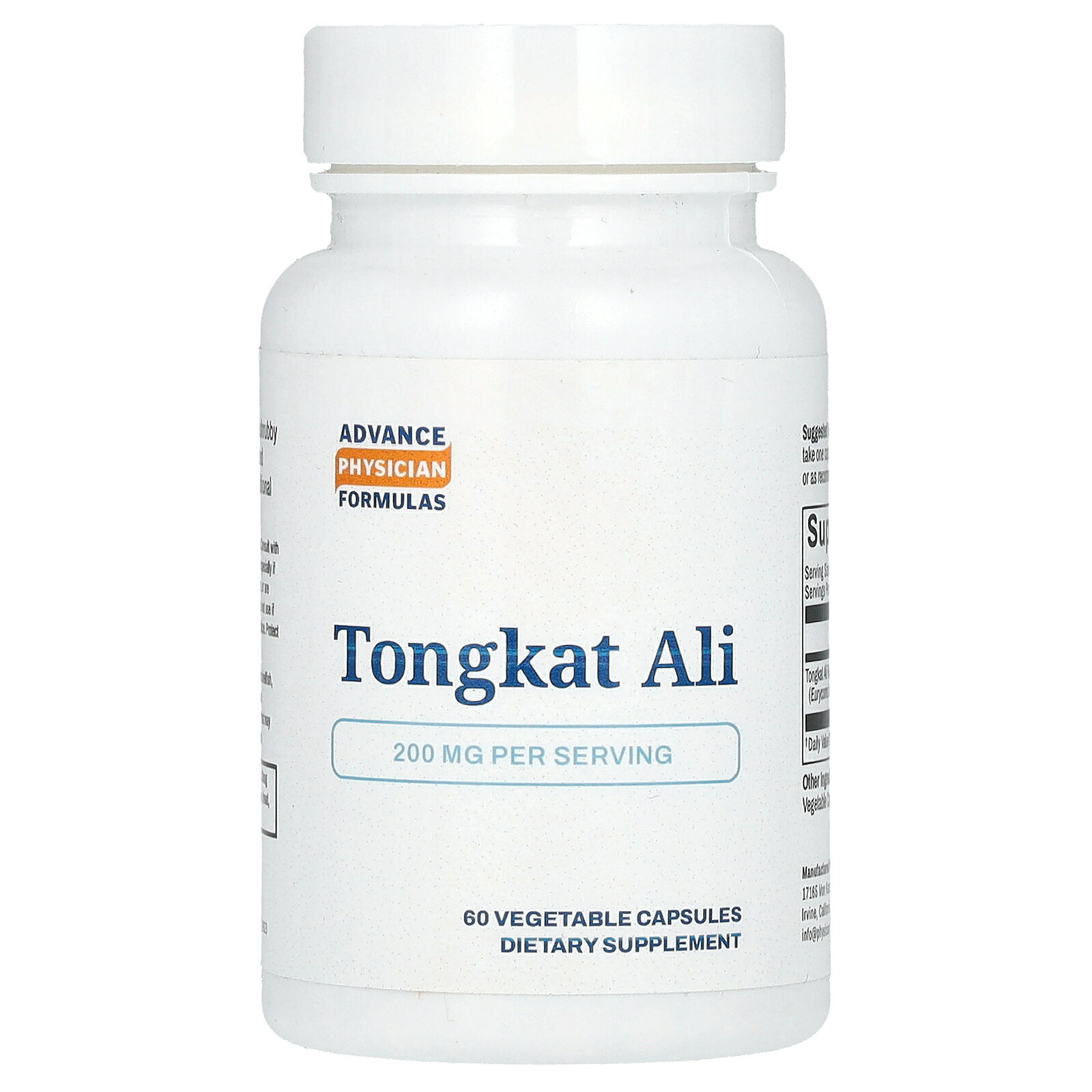 Advance Physician Formulas トンカットアリ  アドバンスフィジシャン フォーミュラ トンカットアリ根 エウリコマロンギホリア エキス サプリメント サプリ ベジカプセル 200mg 60粒