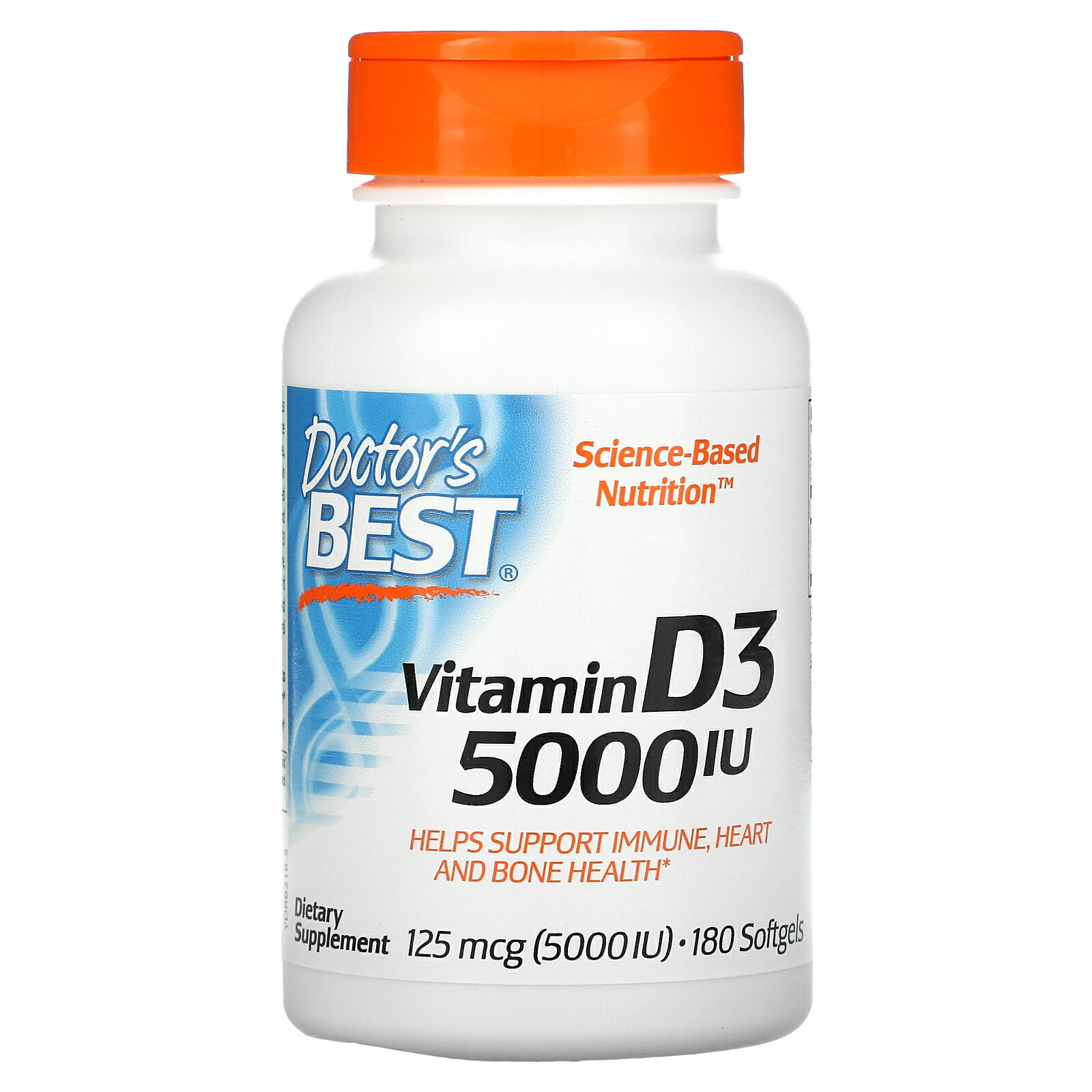 Doctor's Best ビタミンD3  ドクターズベスト ビタミン ビタミンD サプリメント サプリ ソフトジェル 125mcg 5,000IU 180粒