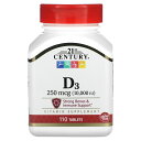 21st Century ビタミンD3 【 iHerb アイハーブ 公式 】 21st センチュリー ビタミン D3 ビタミン類 ビタミンD サプリメント サプ...