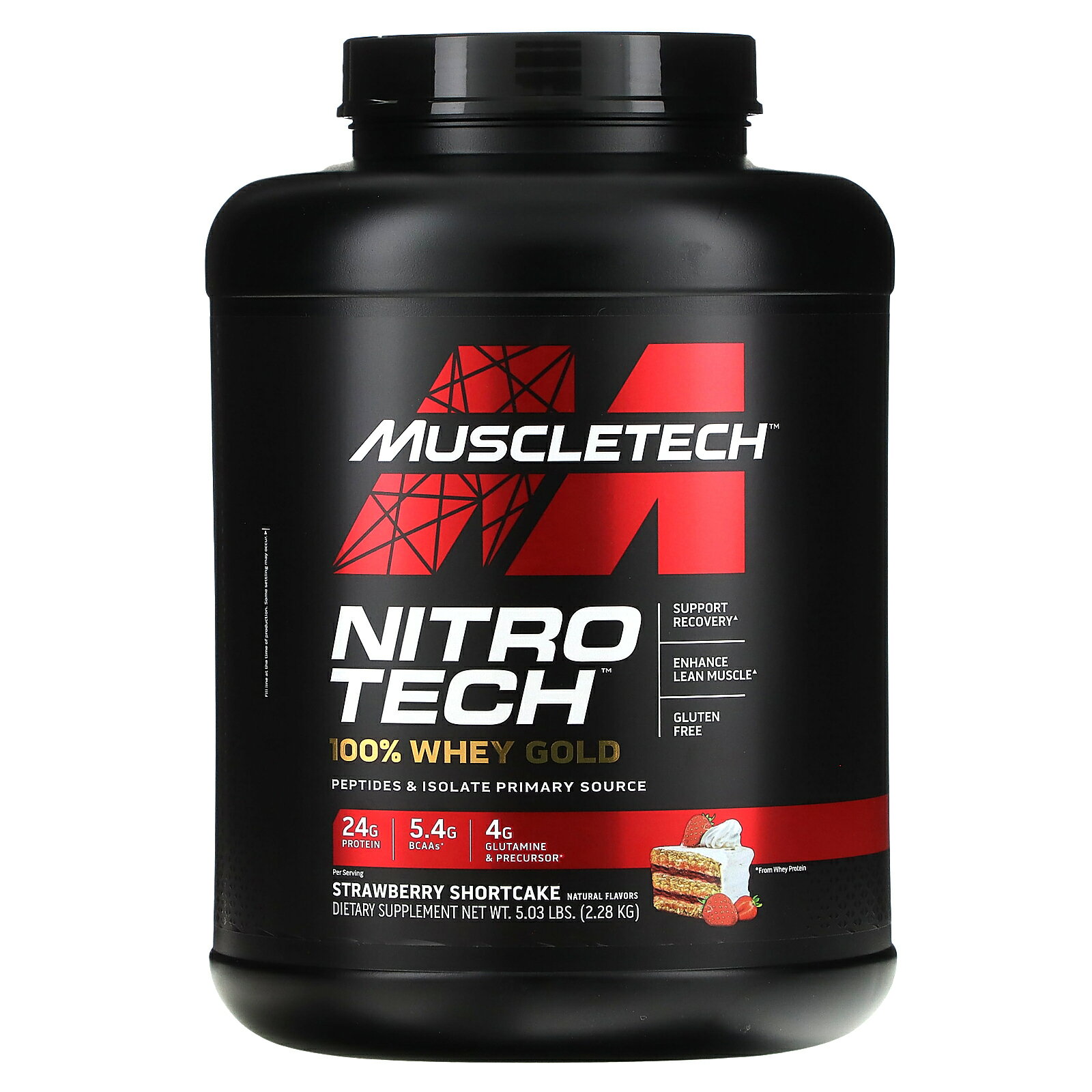 Muscletech ニトロテック 100 ホエイゴールド 【 iHerb アイハーブ 公式 】 マッスルテック Nitro Tech ホエイ プロテイン パウダー ホエイタンパク質 粉末 ストロベリー 2.28kg （約77回分）