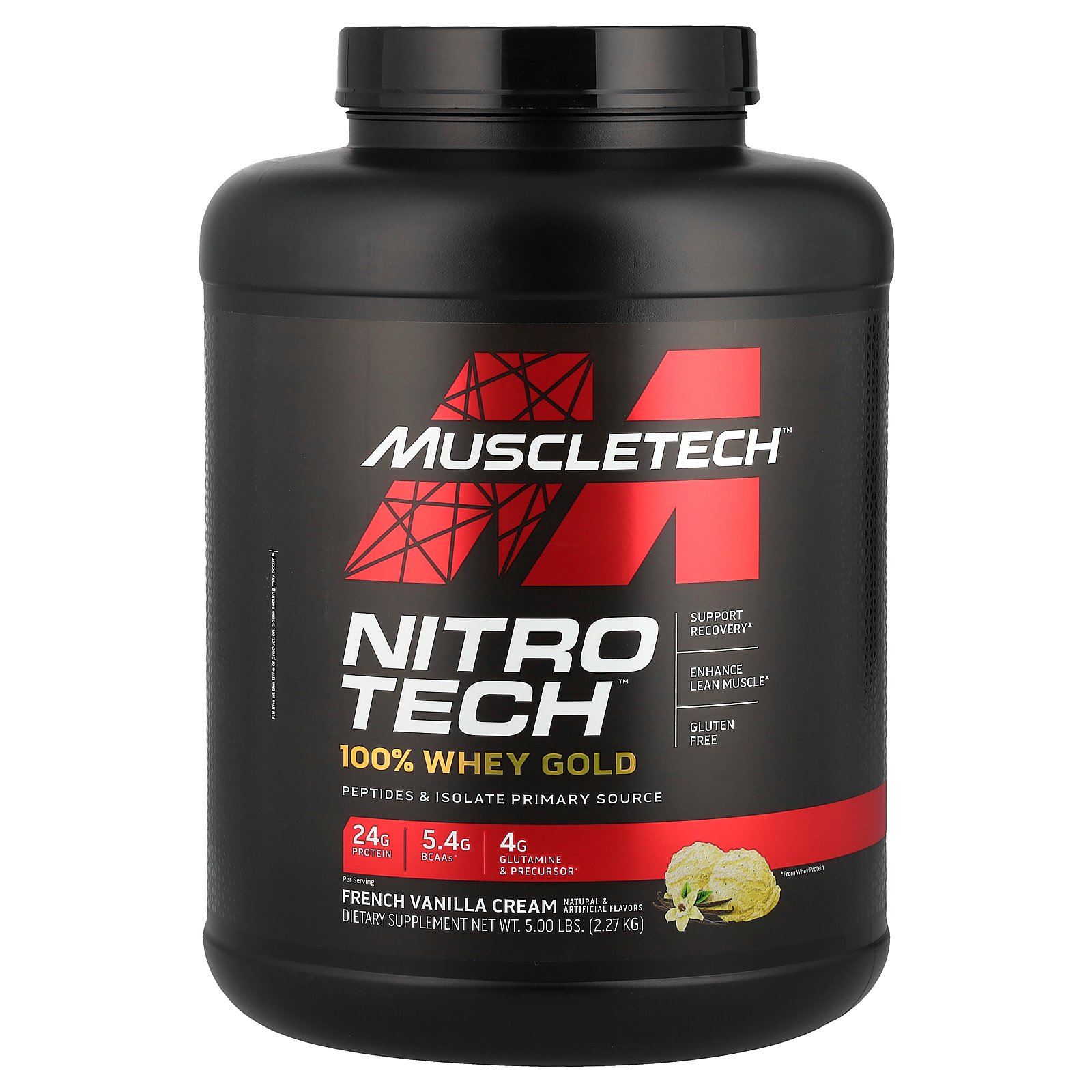 Muscletech ニトロテック 100 ホエイゴールド 【 iHerb アイハーブ 公式 】 マッスルテック Nitro Tech ホエイ プロテイン パウダー ホエイタンパク質 粉末 フレンチバニラクリーム 2.27kg （約77回分）