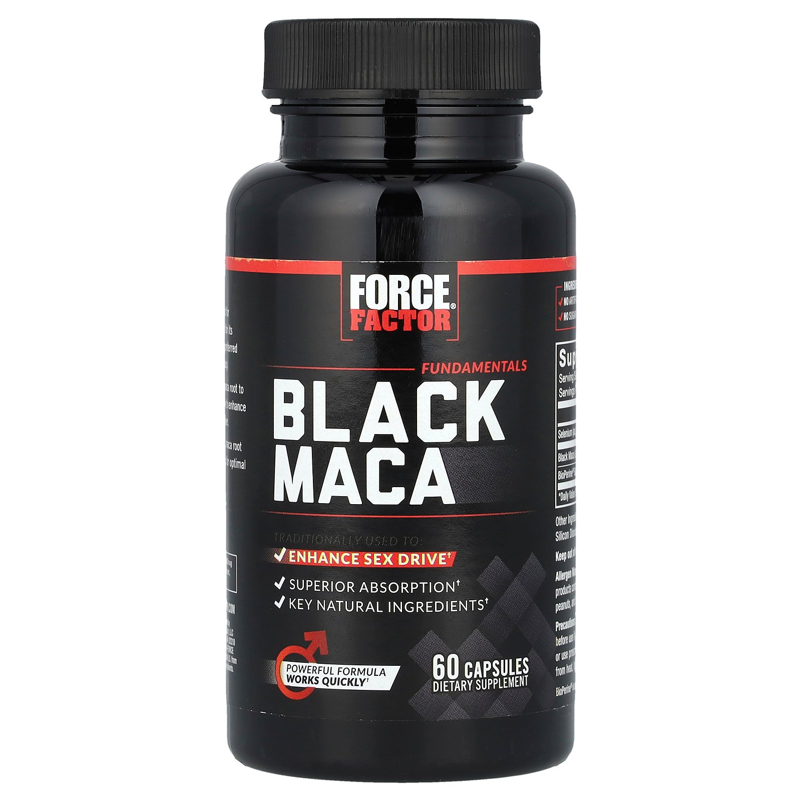 Force Factor ブラックマカ 【 iHerb アイハーブ 公式 】 フォースファクター マカ マカ根 マカルート エキス セレン バイオペリン 黒コショウ ファンダメンタルズ サプリメント サプリ カプセル 60粒