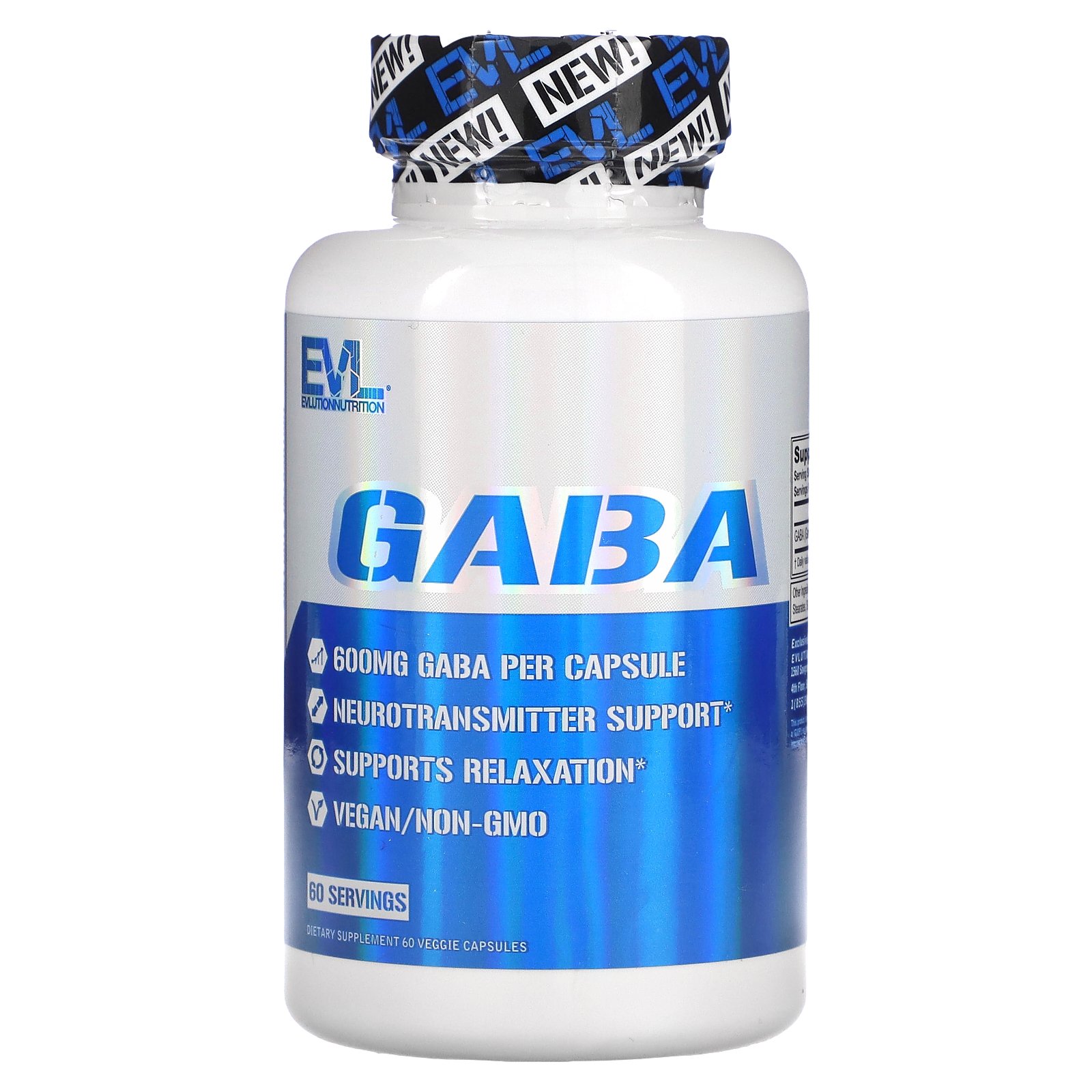 EVLution Nutrition GABA 【 iHerb アイハーブ 公式 】 エボリューションニュートリション ギャバ アミノ酸 ガンマアミノ酪酸 サプリメント サプリ ベジカプセル 600mg 60粒