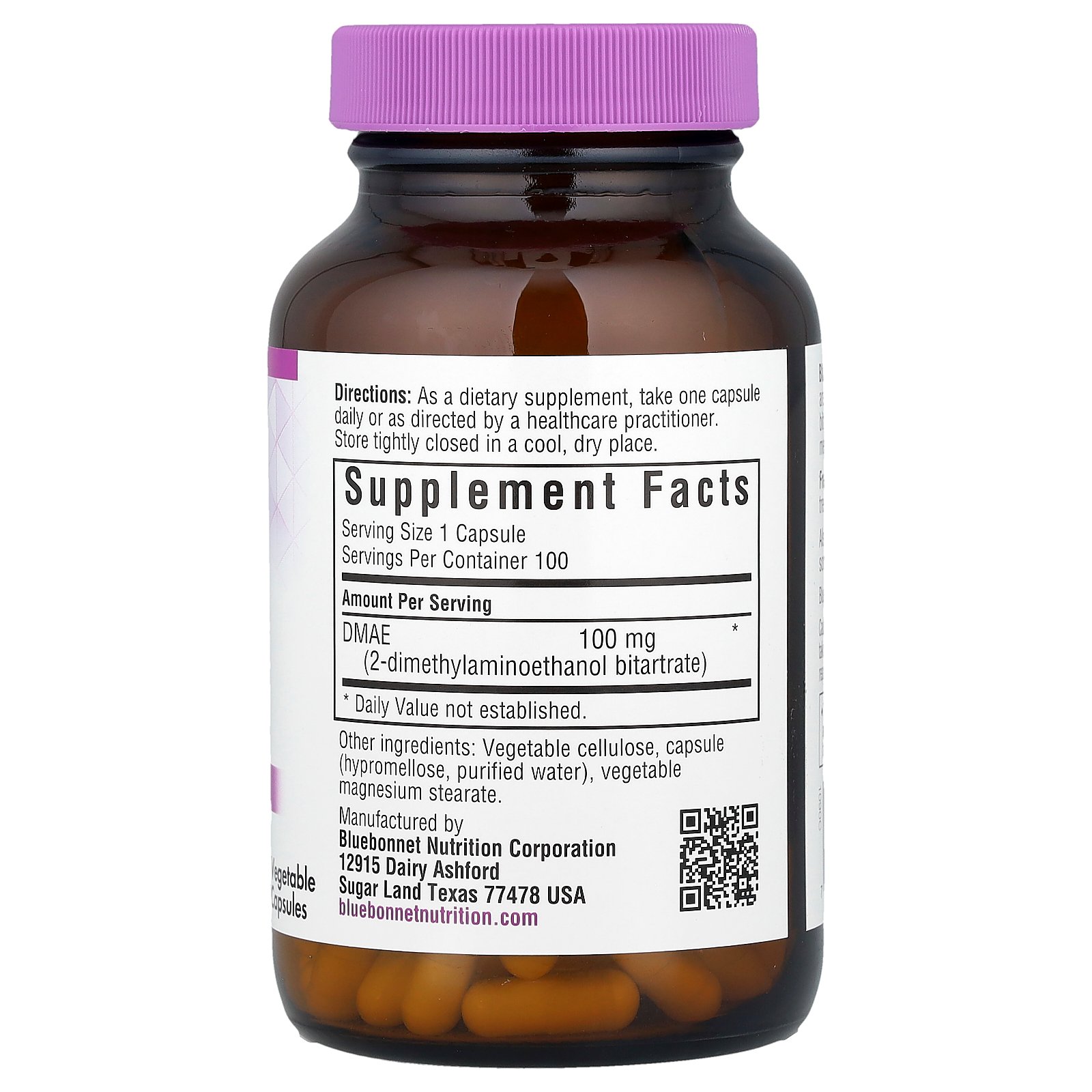 Bluebonnet Nutrition DMAE 【 iHerb アイハーブ 公式 】 ブルーボネット ニュートリション ジメチルアミノエタノール 2-酒石酸ジメチルアミノエタノール サプリメント サプリ ベジカプセル 100mg 100粒 iherb-official-10005017 iHerb サンプル画像2