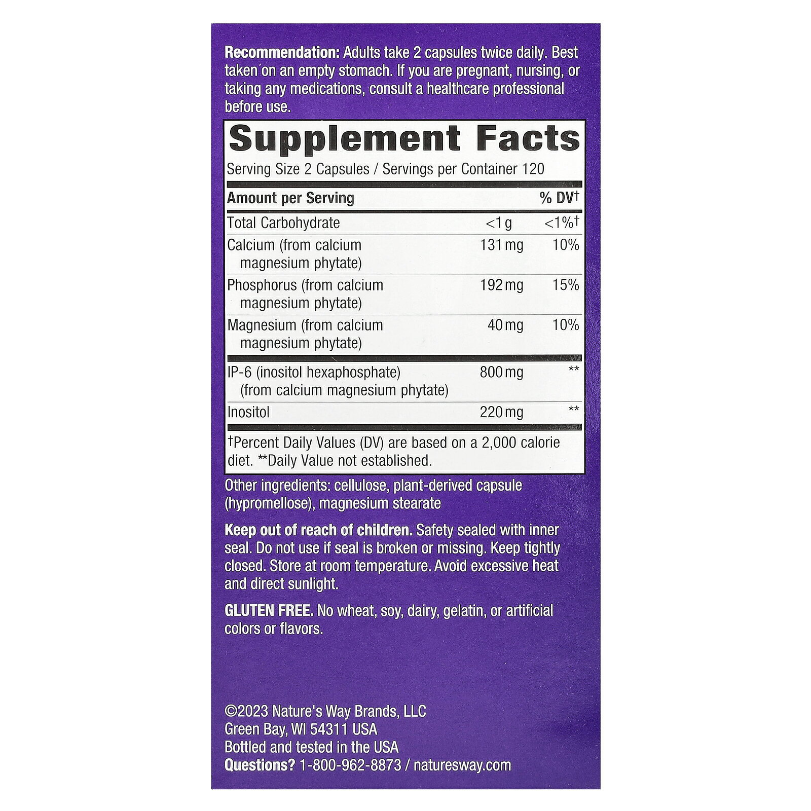 Nature's Way IP-6 & イノシトール 【 iHerb アイハーブ 公式 】 ネイチャーズウェイ セルフォーテ Cell Forte IP6 ビタミンB ビタミン ビタミンB群 サプリメント サプリ ヴィーガンカプセル 240粒