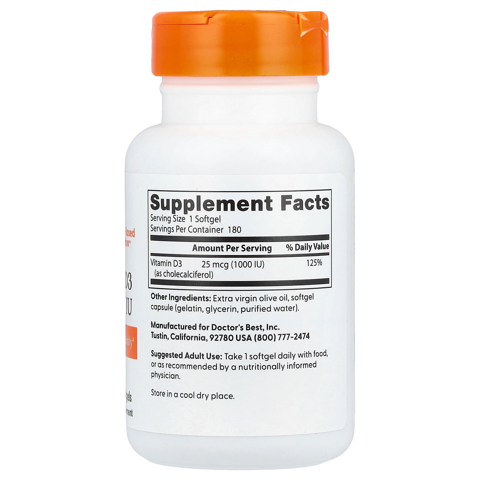 【7,000円以上購入で20%OFFクーポン★9/19 20:00~9/24 01:59】Doctor's Best ビタミンD3 【 iHerb アイハーブ 公式 】 ドクターズベスト ビタミン ビタミンD サプリメント サプリ ソフトジェル 25mcg 1,000IU 180粒 iherb-official-10009240 iHerb サンプル画像2
