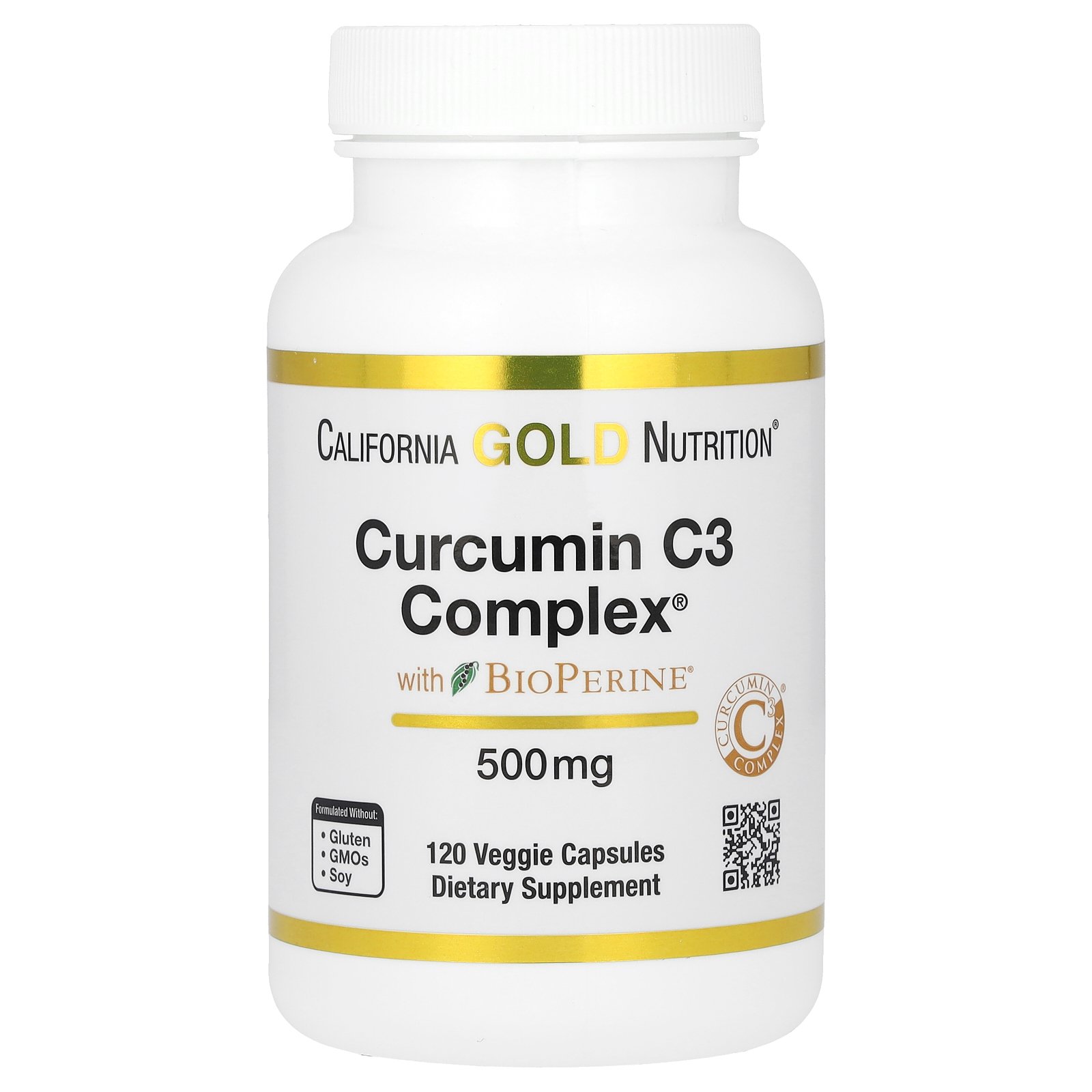 California Gold Nutrition クルクミン C3 コンプレックス  カリフォルニア ゴールド ニュートリション バイオぺリン サプリメント サプリ 健康食品 植物性 ベジカプセル 500mg 120粒