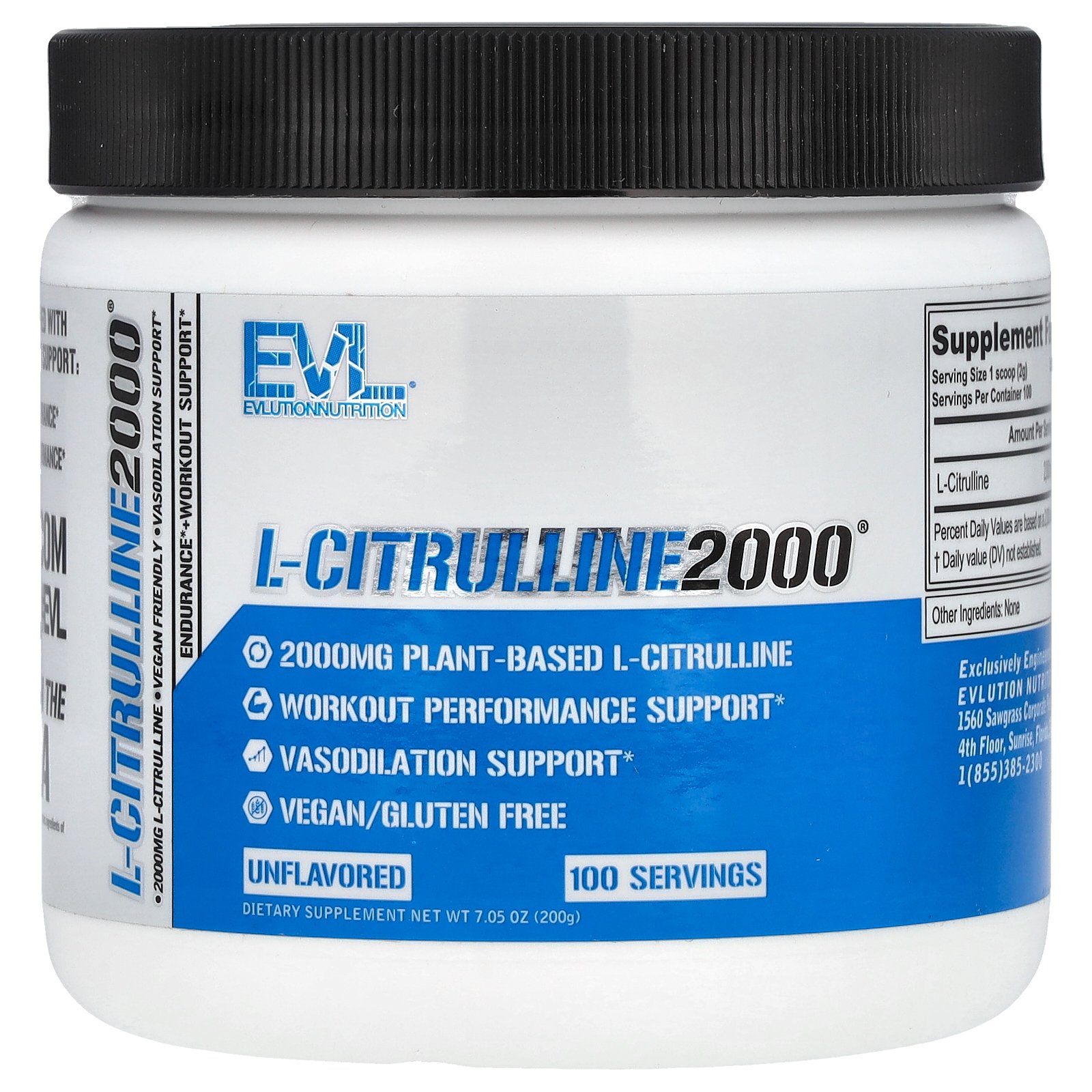 EVLution Nutrition L-シトルリン 2000  エボリューションニュートリション シトルリン アミノ酸 サプリメント サプリ パウダー 粉末 プレーン 2,000mg 200g