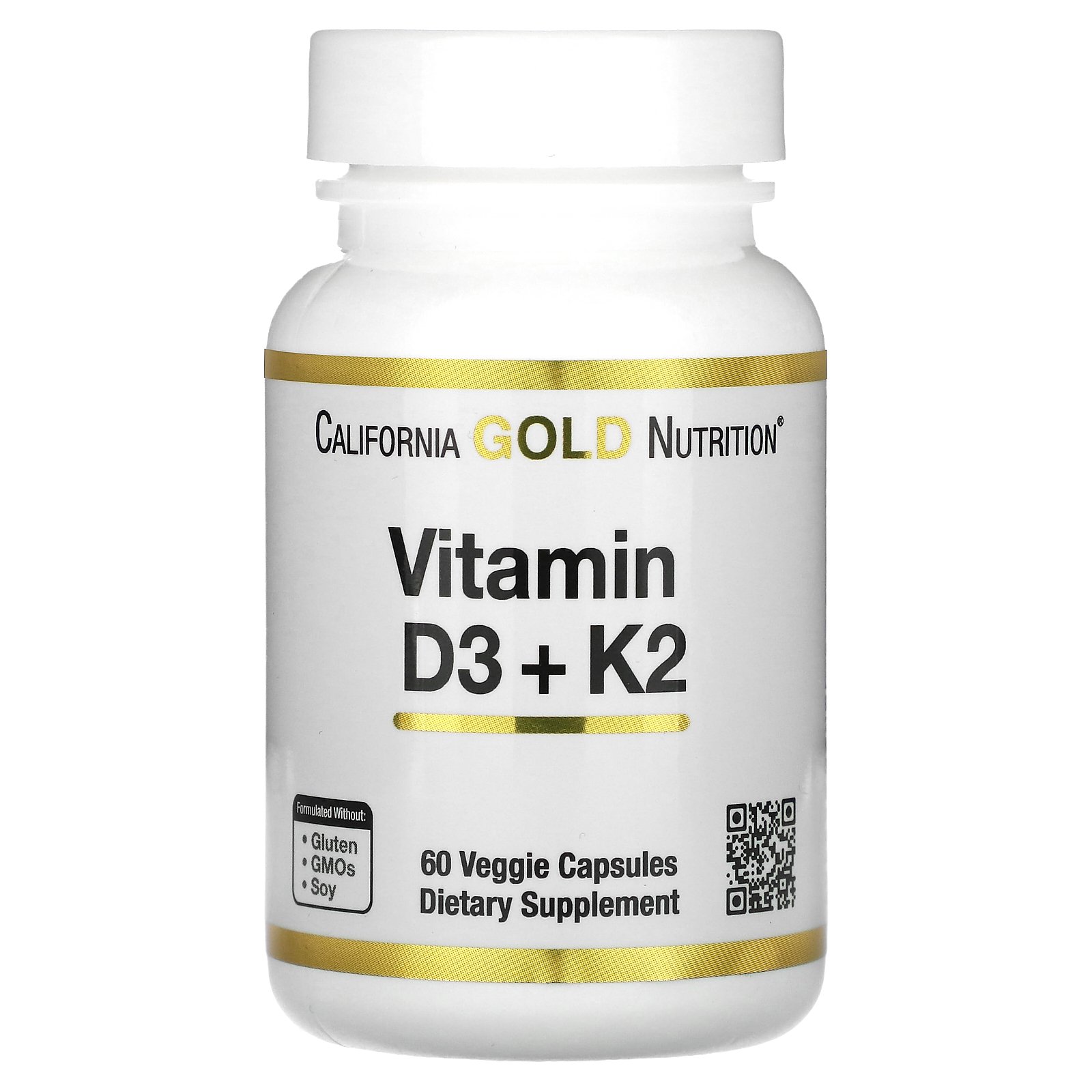 California Gold Nutrition ビタミンD3 + K2  カリフォルニア ゴールド ニュートリション CGN ビタミン D K ビタミン類 ビタミンサプリ サプリメント サプリ ベジカプセル 60粒