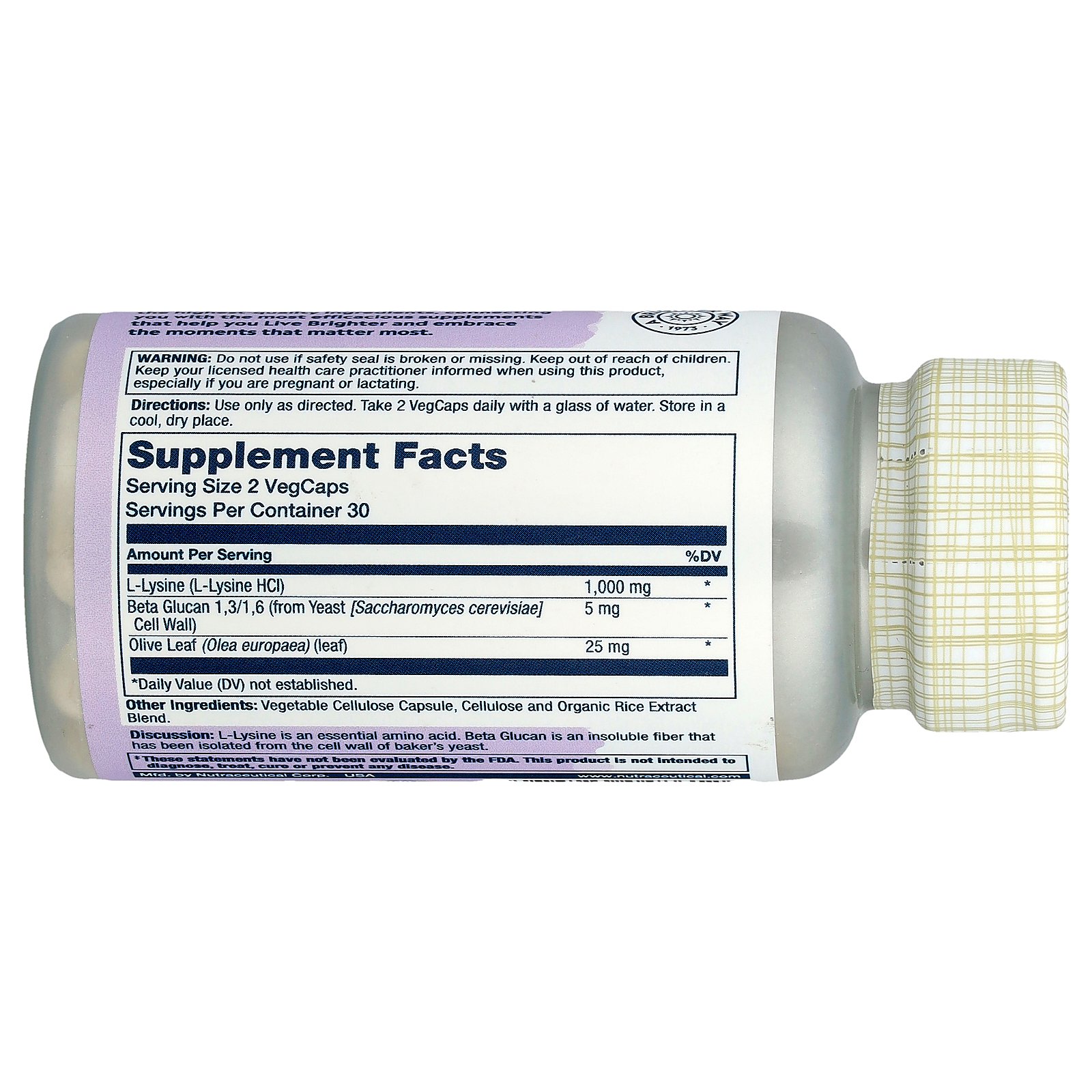Solaray L-リジン & ベータグルカン 【 iHerb アイハーブ 公式 】 ソラレー リジン リシン L-リシン アミノ酸 必須アミノ酸 β-グルカン 出芽酵母 サプリメント サプリ ベジカプセル 1,000mg 60粒 iherb-official-10011090 iHerb サンプル画像2