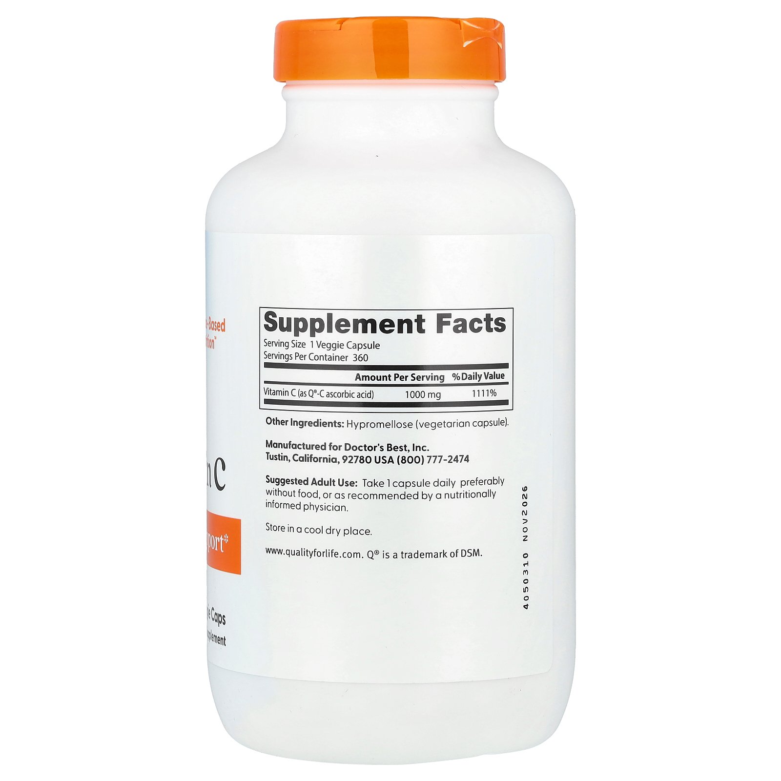 【7,000円以上購入で20%OFFクーポン★9/19 20:00~9/24 01:59】Doctor's Best ビタミンC 【 iHerb アイハーブ 公式 】 ドクターズベスト ビタミン C ビタミン類 ビタミンサプリ アスコルビン酸 クオリC Q-C サプリメント サプリ ベジカプセル 1,000mg 360粒 iherb-official-10011196 iHerb サンプル画像2