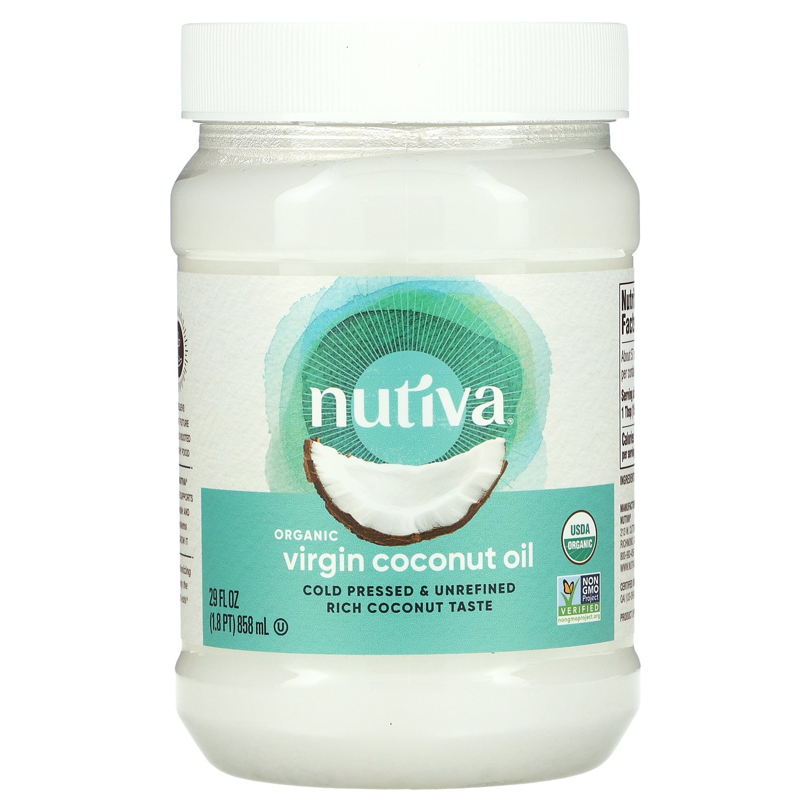 Nutiva バージン ココナッツオイル オーガニック  ヌティバ 有機 未精製 ココナッツ ヤシ 椰子 オイル 油 コールドプレス 低温圧搾 調理オイル 858ml