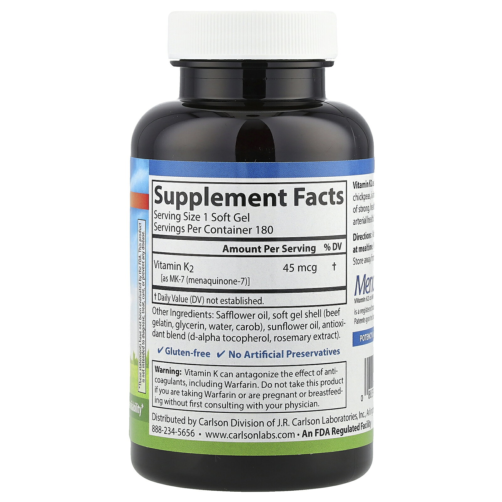 Carlson ビタミンK2 【 iHerb アイハーブ 公式 】 カールソン ビタミンK ビタミン K K2 MK-7 メナキノン ビタミン類 ビタミンサプリ カールソンラボ サプリメント サプリ ソフトジェル 45mcg 180粒 iherb-official-10012461 iHerb サンプル画像2