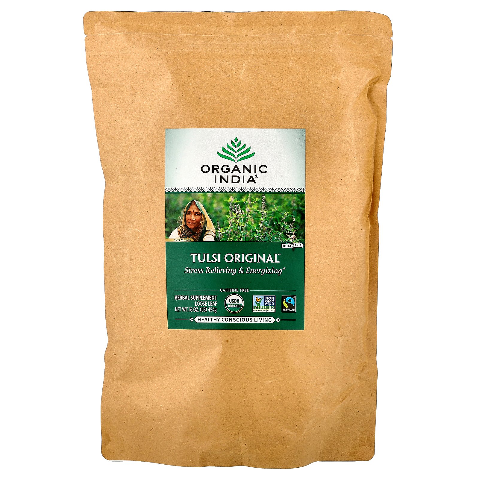 Organic India トゥルシー オリジナル ルースリーフティー オーガニック 【 iHerb アイハーブ 公式 】 オーガニックインディア 有機 ホーリーバジル バジル ティー お茶 茶葉 サプリメント カフェインフリー 454gのサムネイル