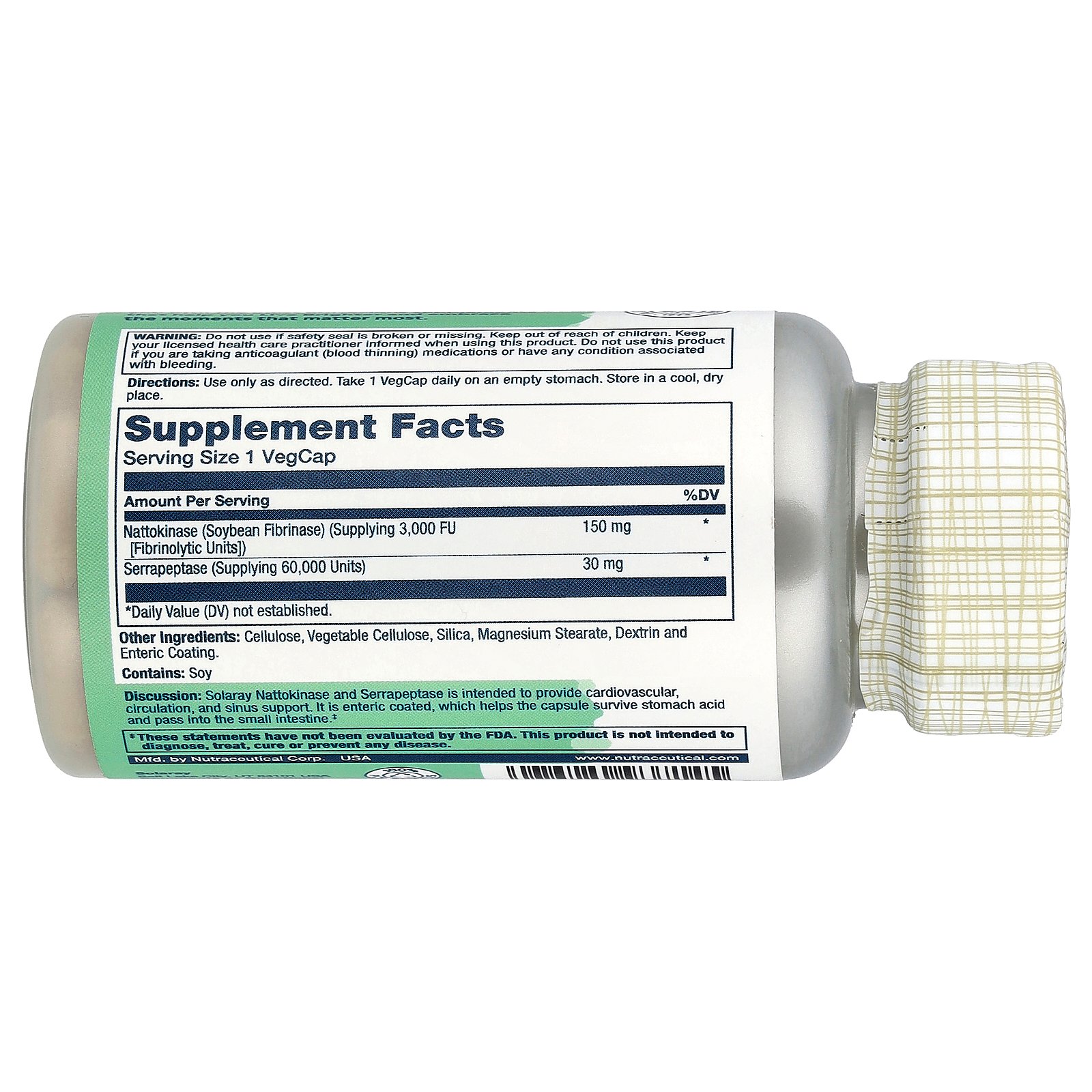 Solaray ナットウキナーゼ セラペプターゼ 【 iHerb アイハーブ 公式 】 ソラレー 納豆 ナットウ 大豆 酵素 サプリメント サプリ ベジカプセル 30粒 iherb-official-10022087 iHerb サンプル画像2