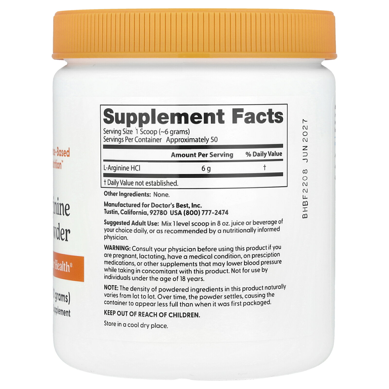 Doctor's Best ピュア L-アルギニン パウダー 【 iHerb アイハーブ 公式 】 ドクターズベスト アルギニン アミノ酸 サプリメント サプリ 粉末 300g iherb-official-10021743 iHerb サンプル画像2